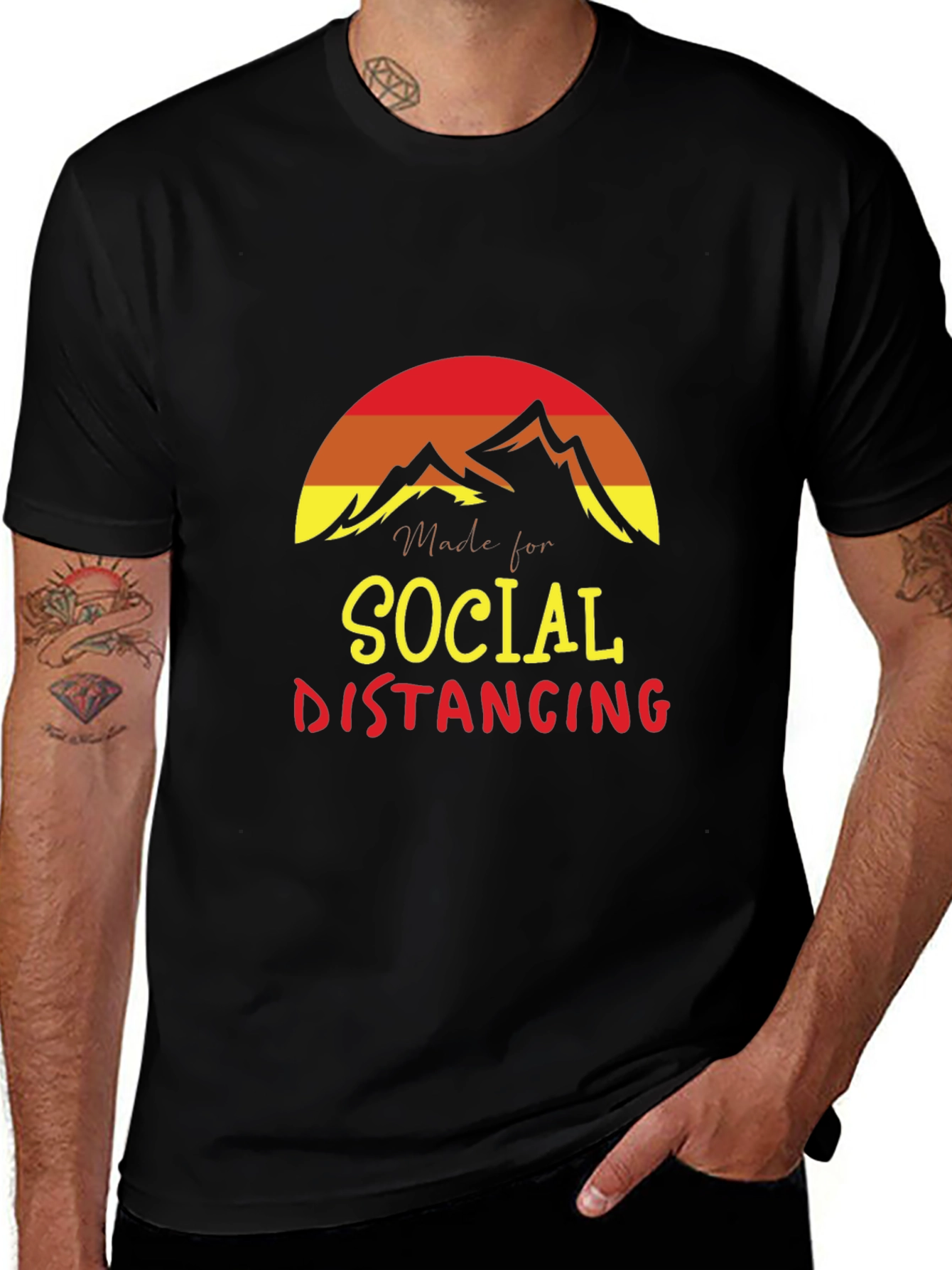 Variant 4 of Social Distancing Graphic T-Shirt - Mountain Sunset Design