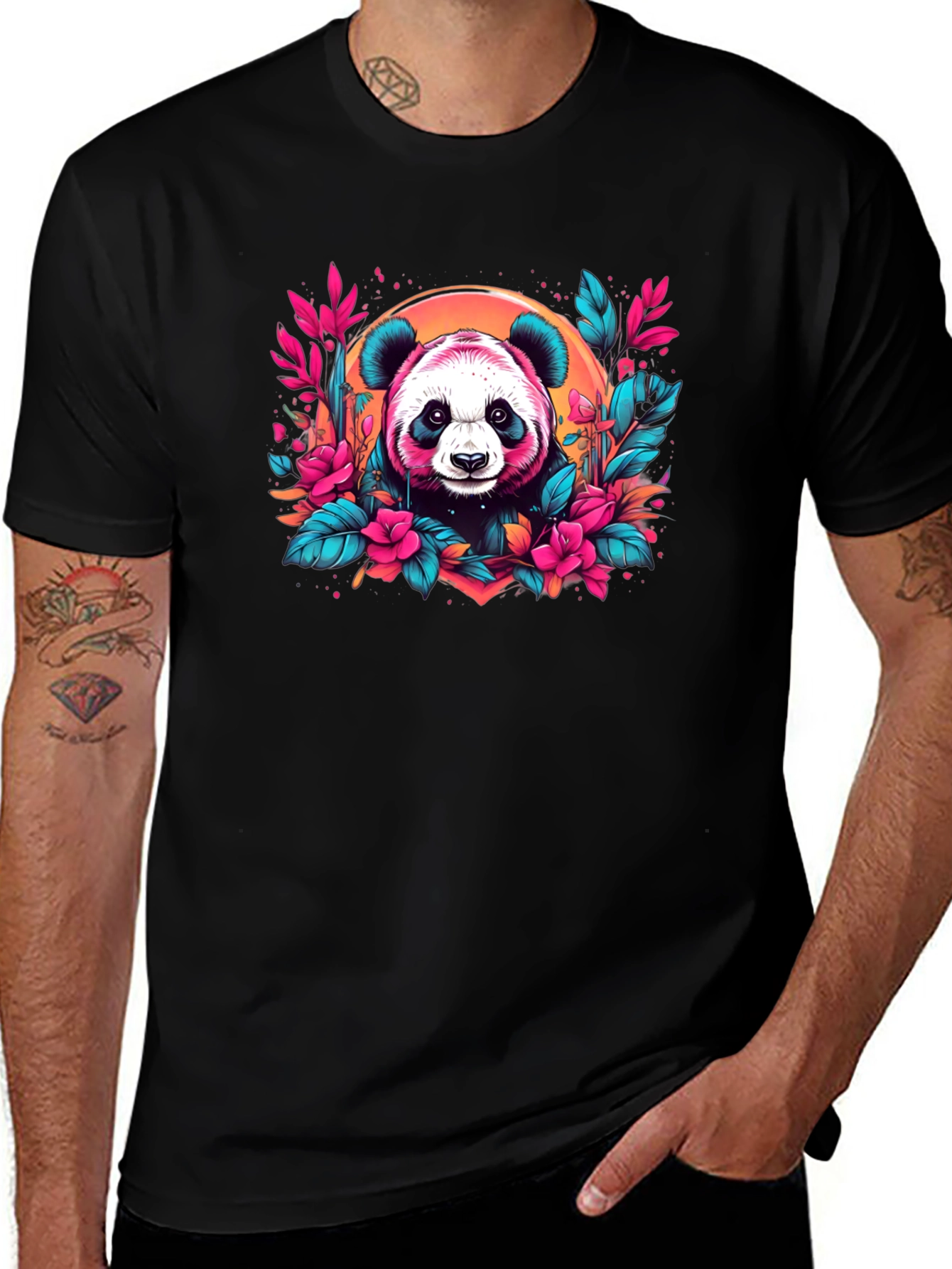 Variant 24 of Panda Floral T-Shirt - Unique Graphic Tee