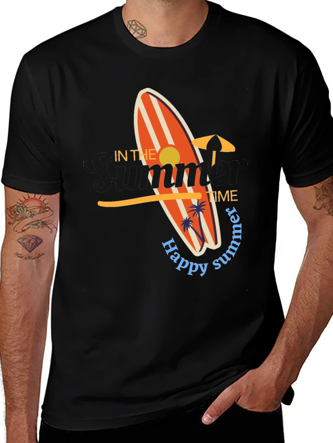 Variant 27 of Happy Summer T-Shirt - Surfboard Design