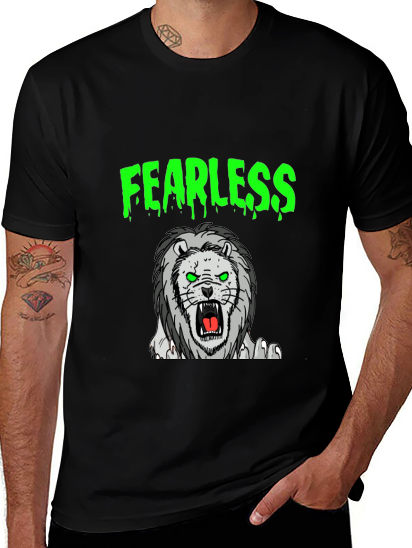 Variant 28 of Fearless Lion Graphic Print Black T-Shirt