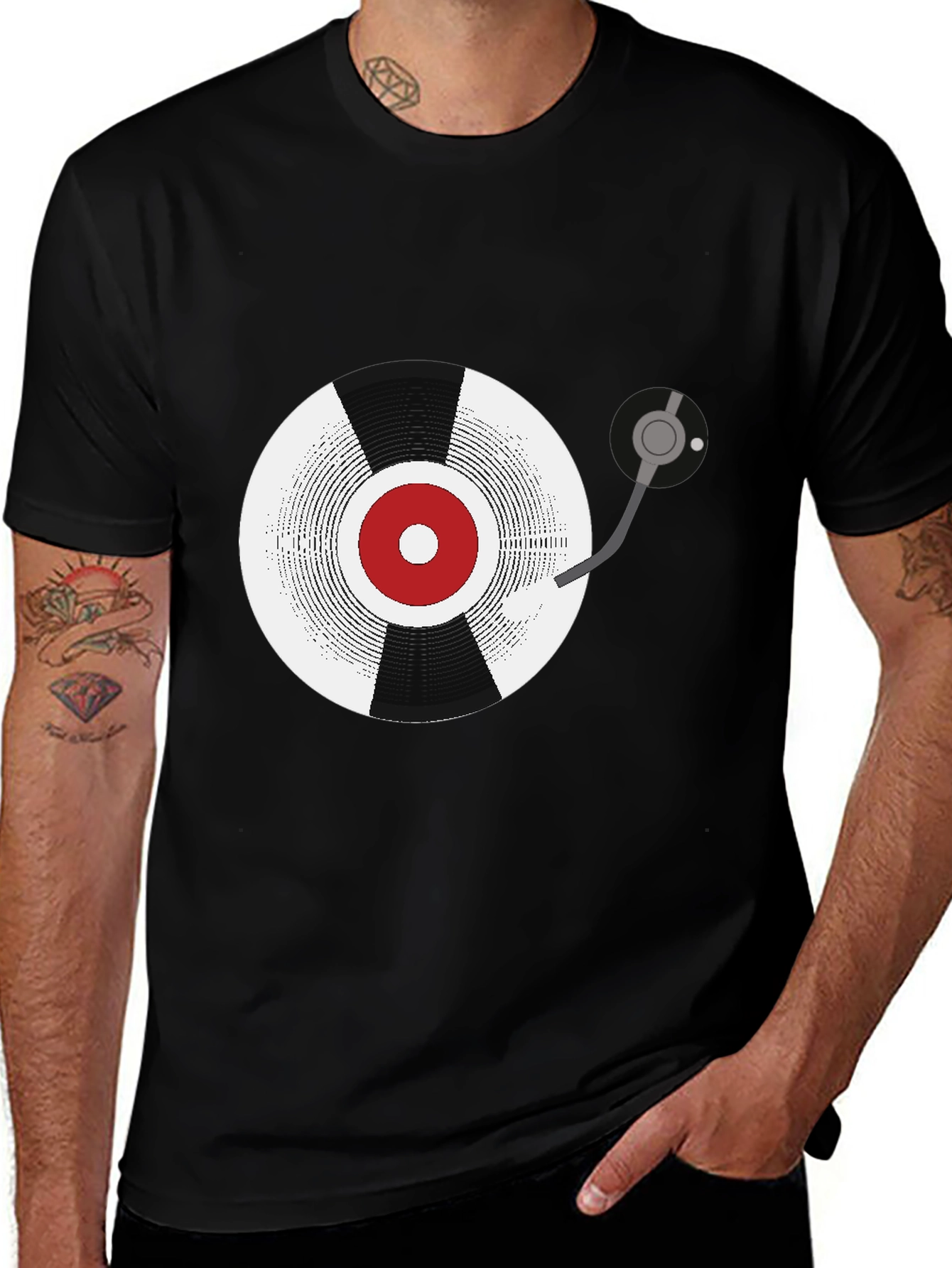 Variant 26 of Retro Vinyl Record Graphic Tee - Black