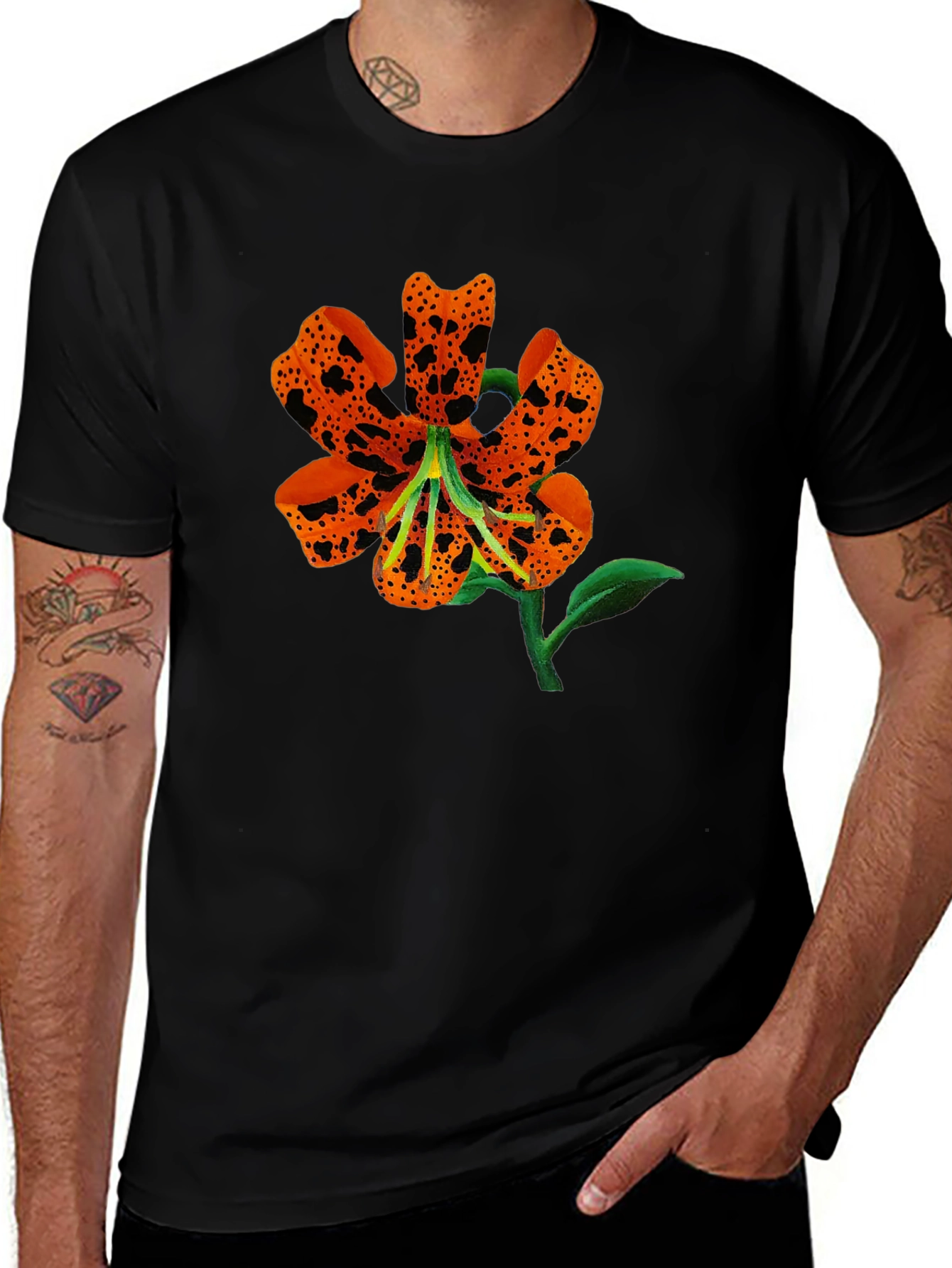 Variant 10 of Tiger Lily Graphic Black T-Shirt