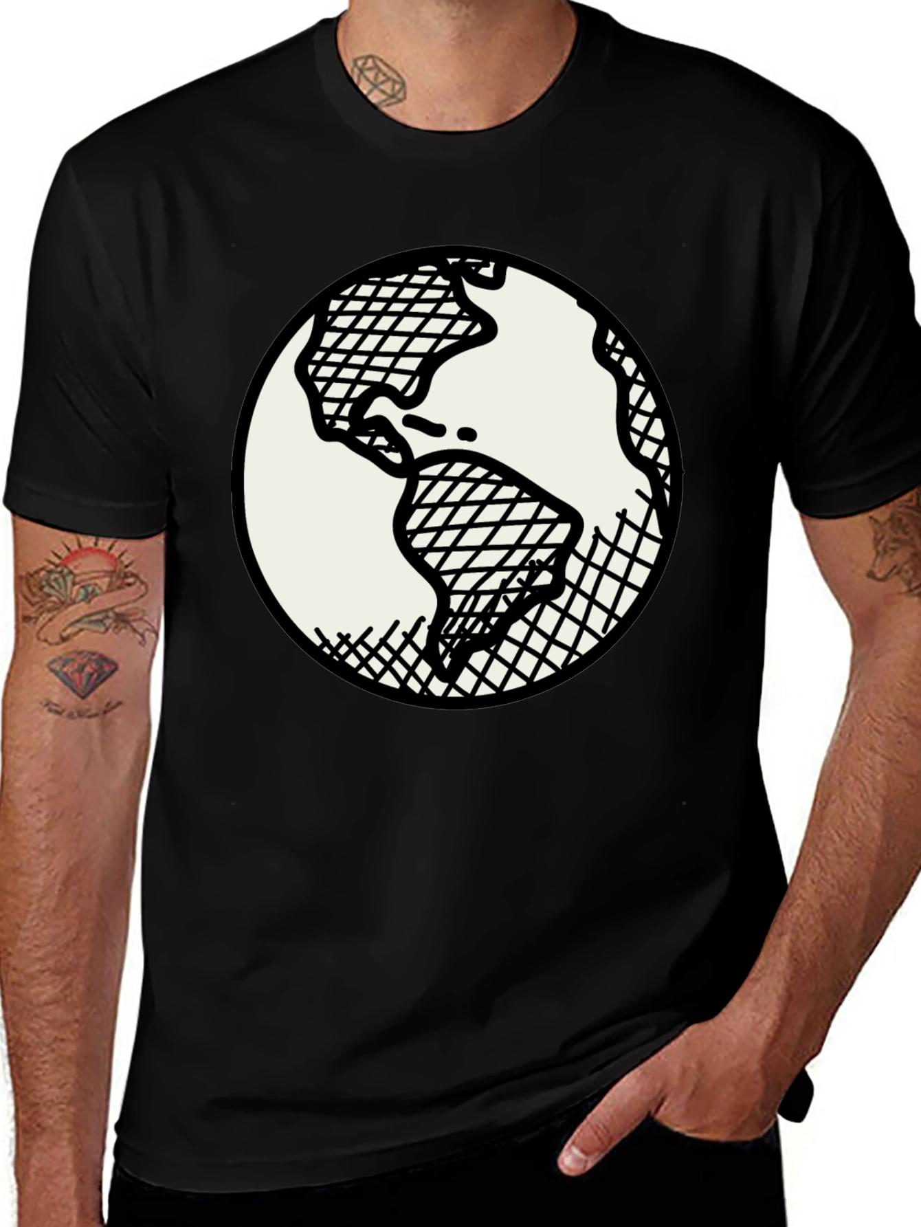 Variant 18 of Earth Graphic Black T-Shirt