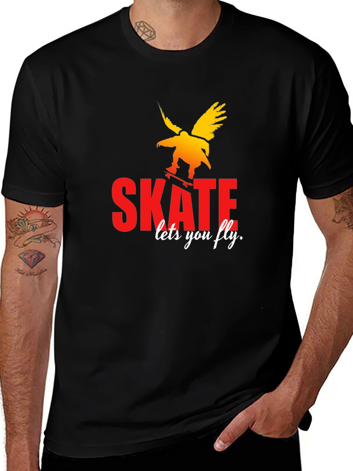 Variant 14 of Skate Lets You Fly Graphic Tee - Stylish Black T-Shirt