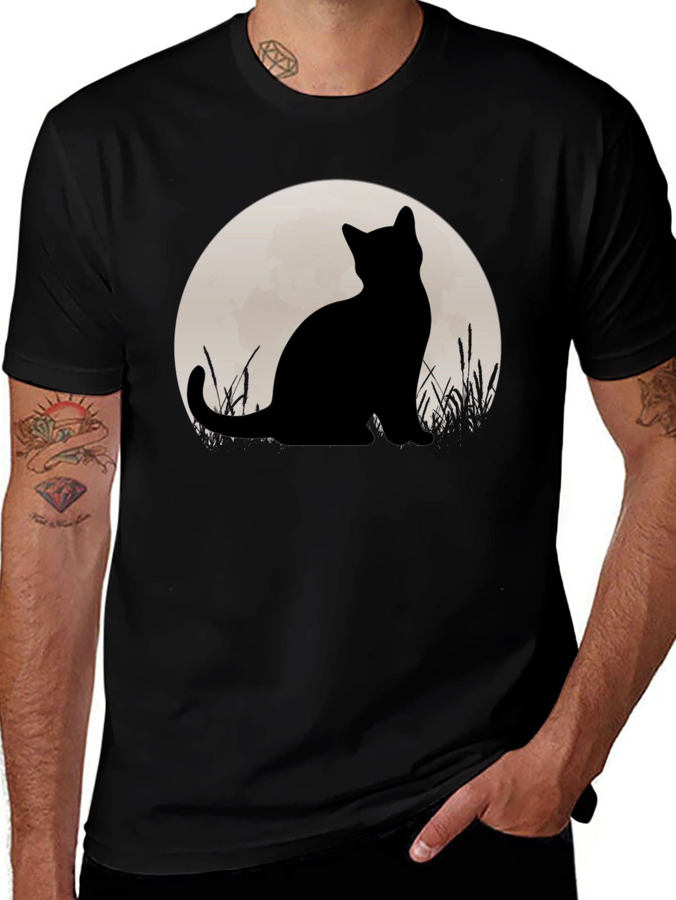 Variant 21 of Black Cat Moon Silhouette T-Shirt