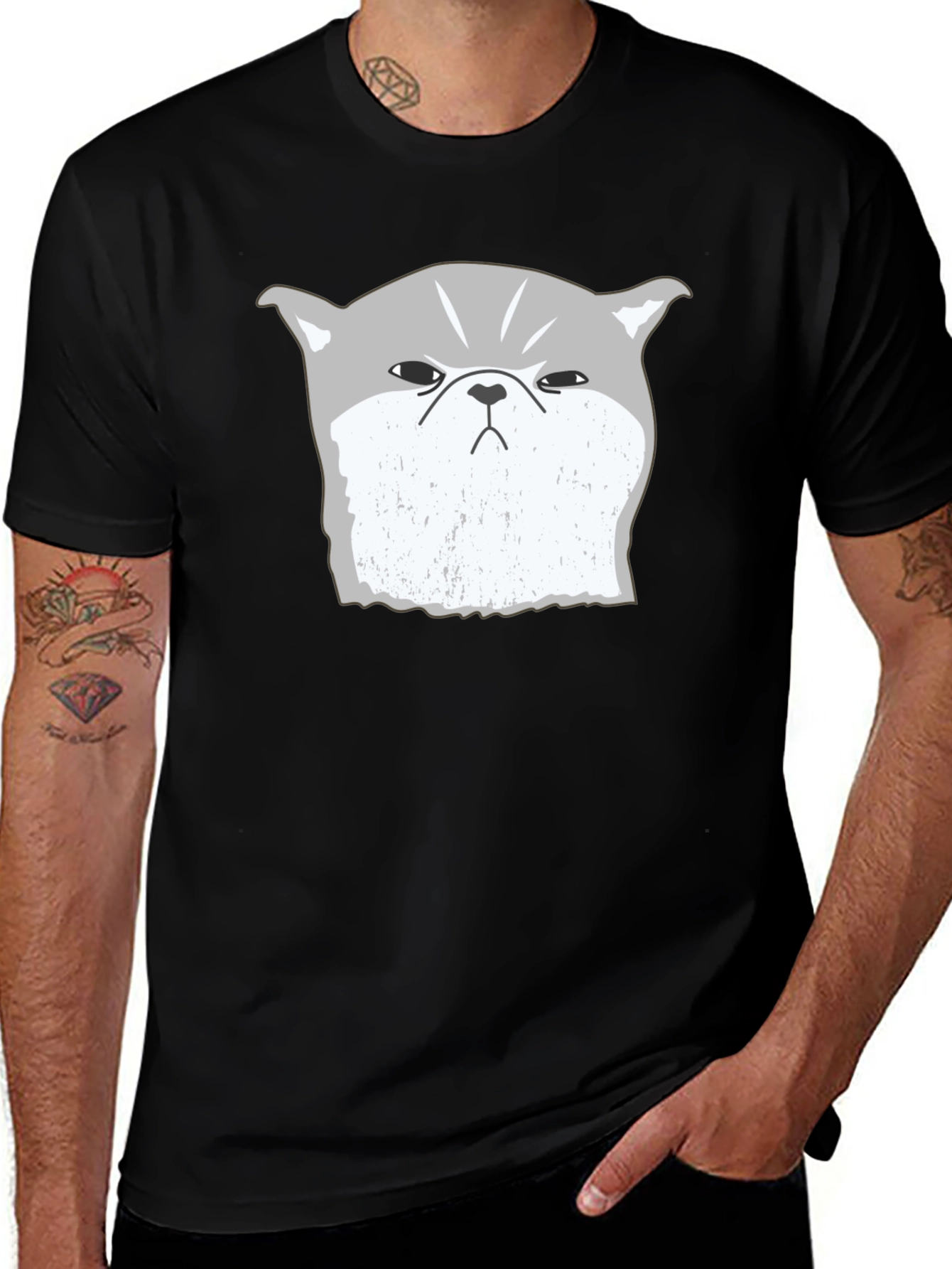 Variant 9 of Grumpy Cat Graphic Tee - Black Cotton Blend T-Shirt