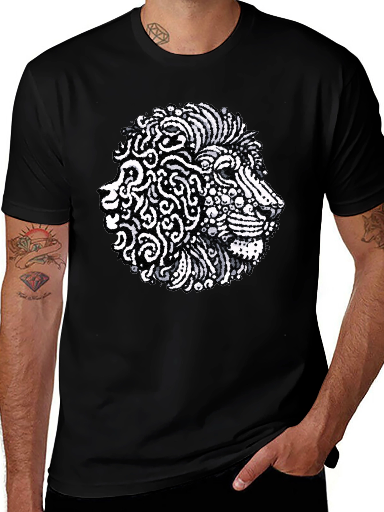 Variant 13 of Lion Graphic Tee - Artistic Black T-Shirt