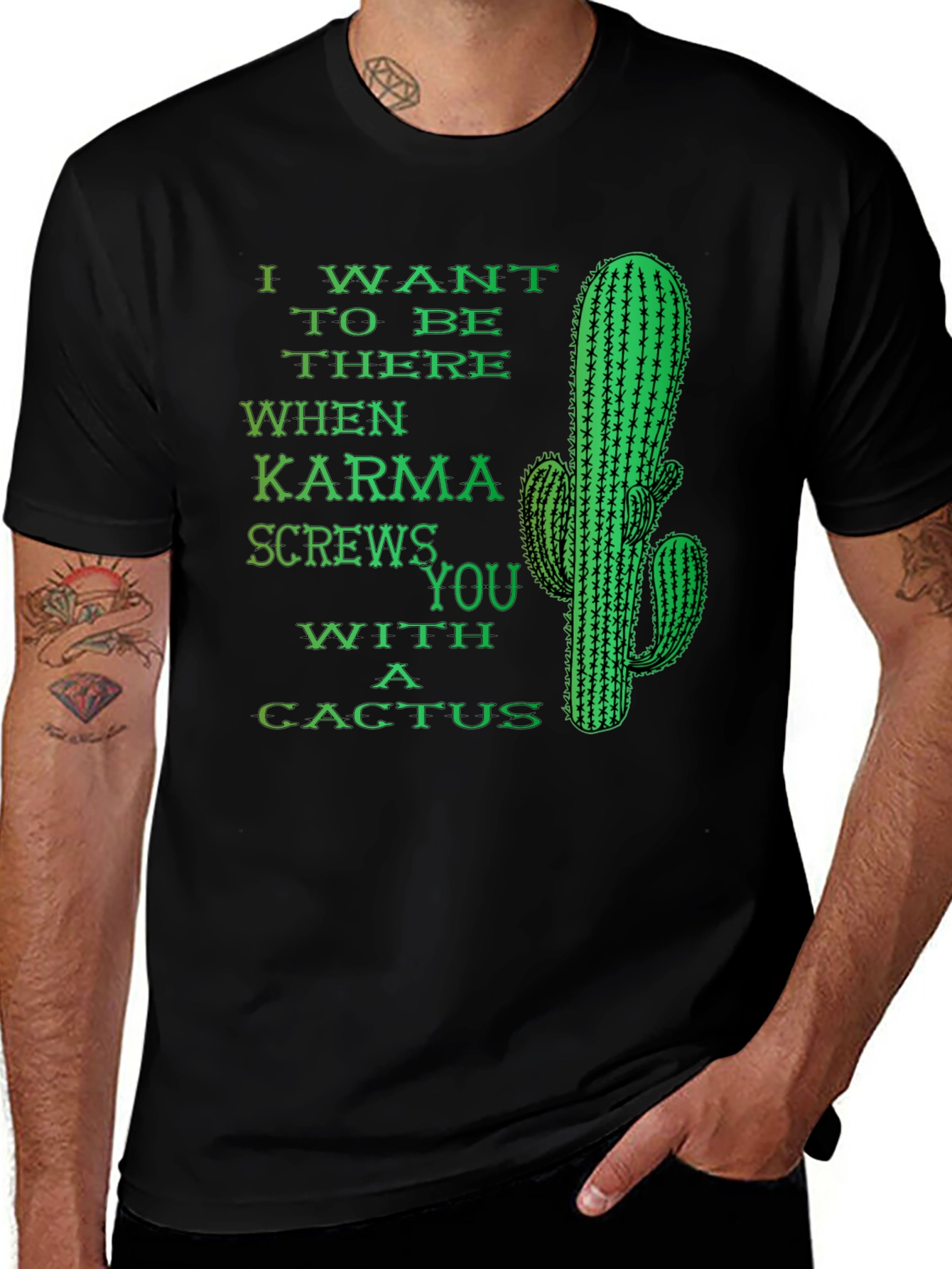 Variant 5 of Karma Cactus Funny Novelty Humor Graphic T-Shirt
