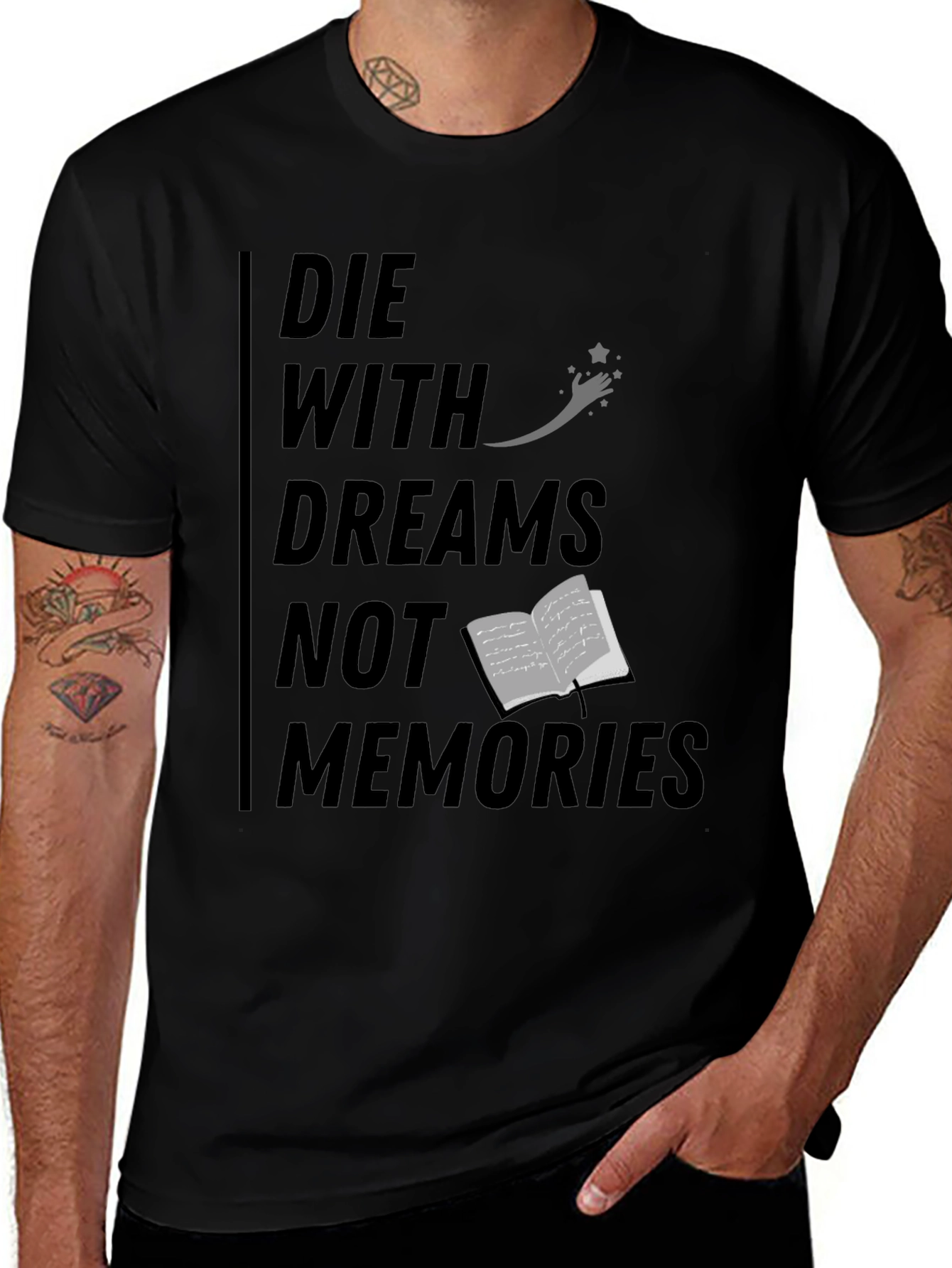 Black Die With Dreams Graphic T-Shirt main image