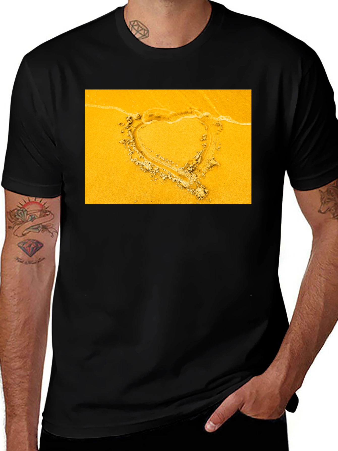 Variant 12 of Heart in Sand Graphic Tee - Beach Love Shirt