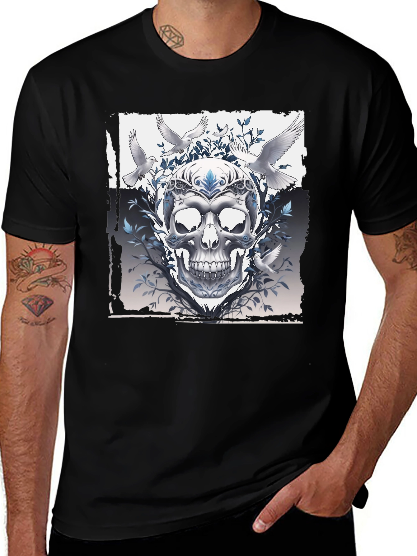 Variant 7 of Skull & Dove Graphic Tee - Black