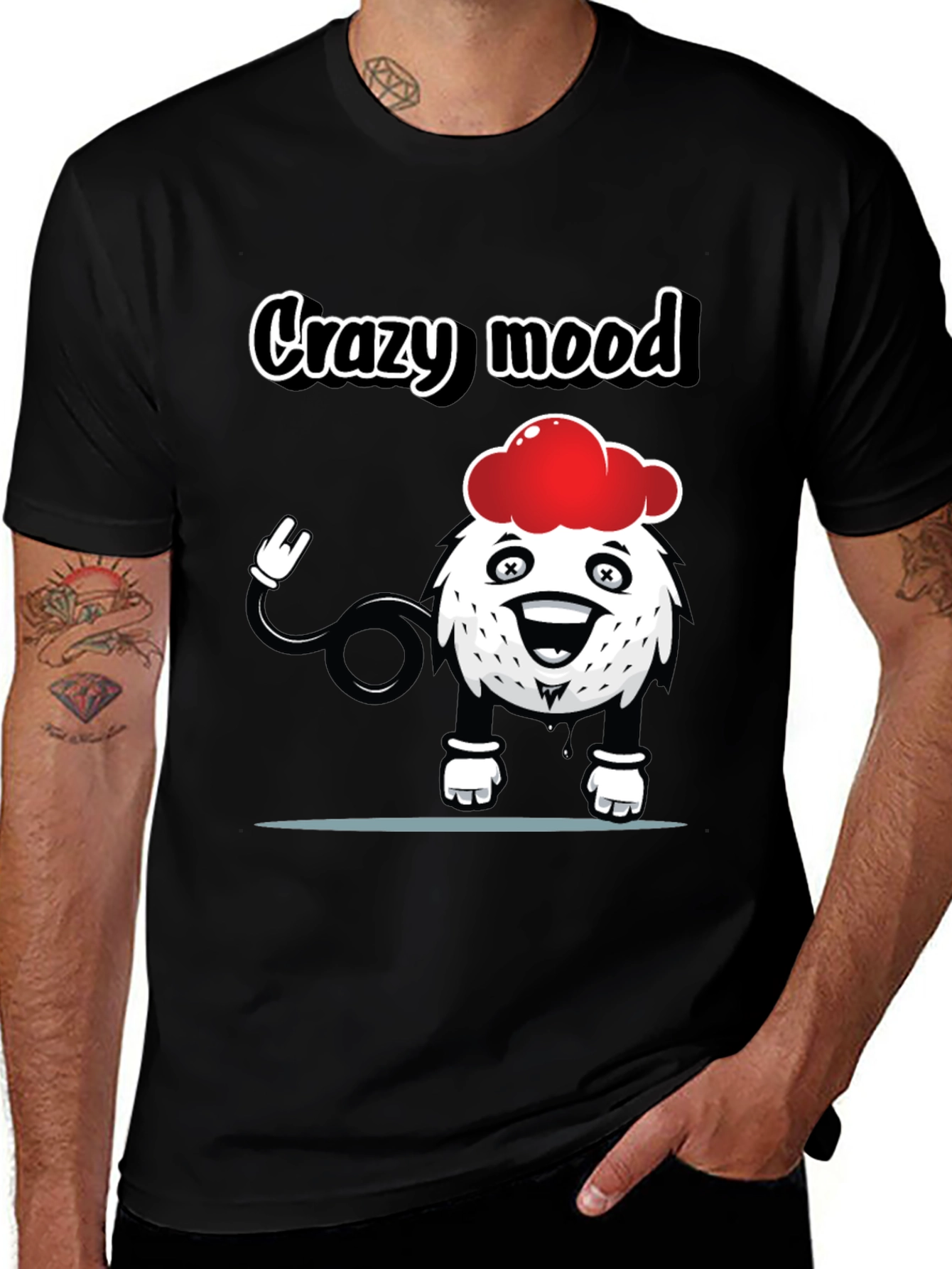 Variant 27 of Crazy Mood Graphic Tee - Black Cotton T-Shirt