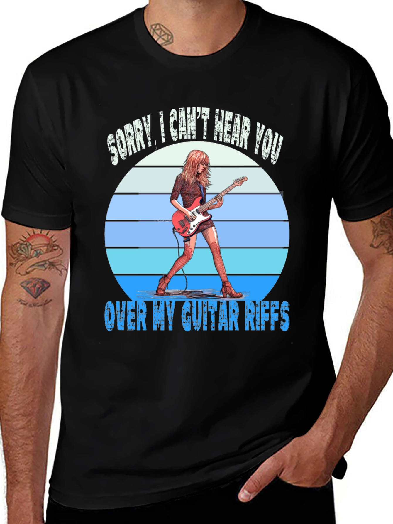 Variant 8 of Sorry, Can't Hear You Over Guitar Riffs T-Shirt