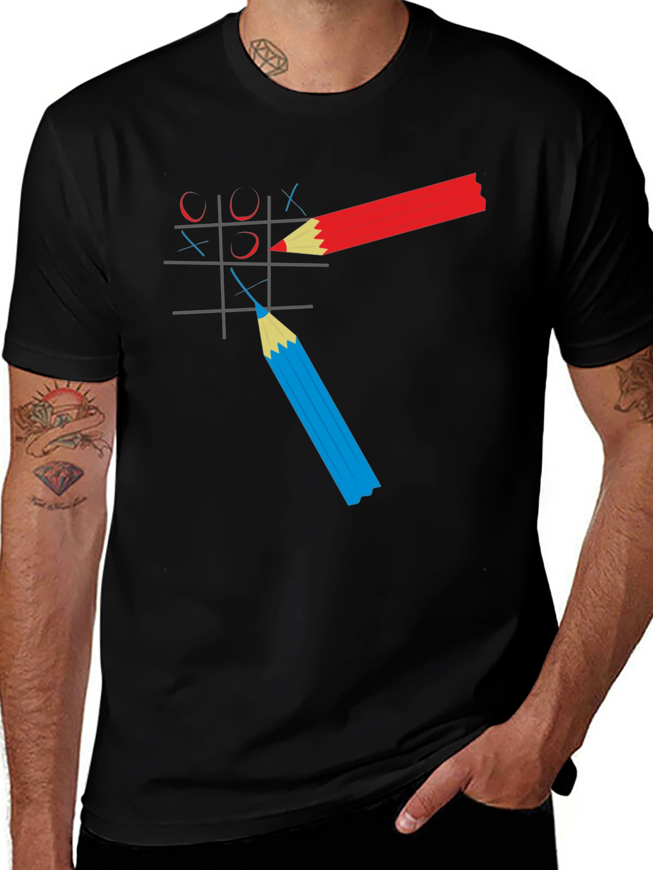 Variant 15 of Tic-Tac-Toe Graphic Tee - Pencil Game T-Shirt