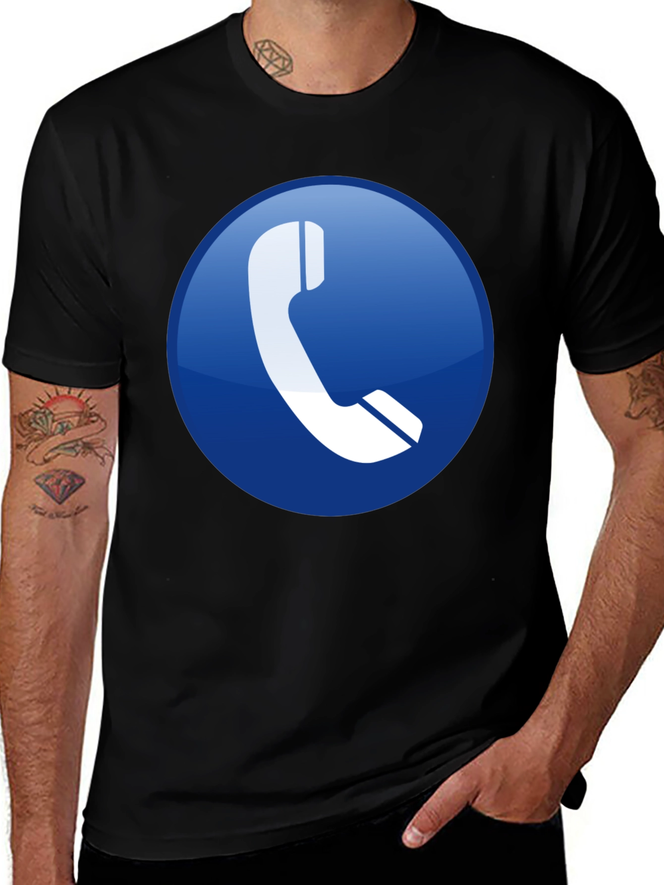 Variant 16 of Tech T-Shirt: Blue Phone Icon Graphic Tee