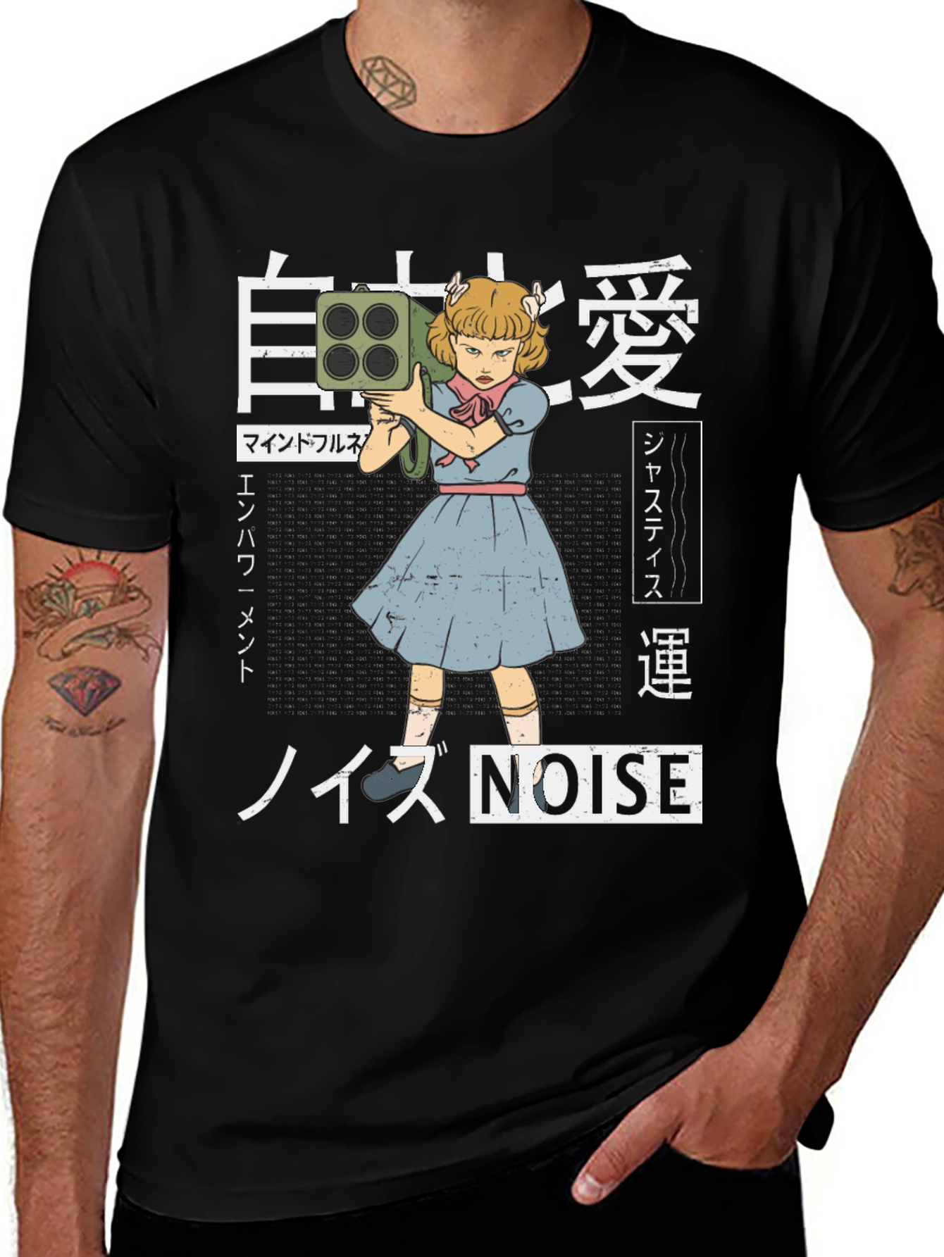 Variant 8 of Noise Graphic Tee - Retro Anime Style