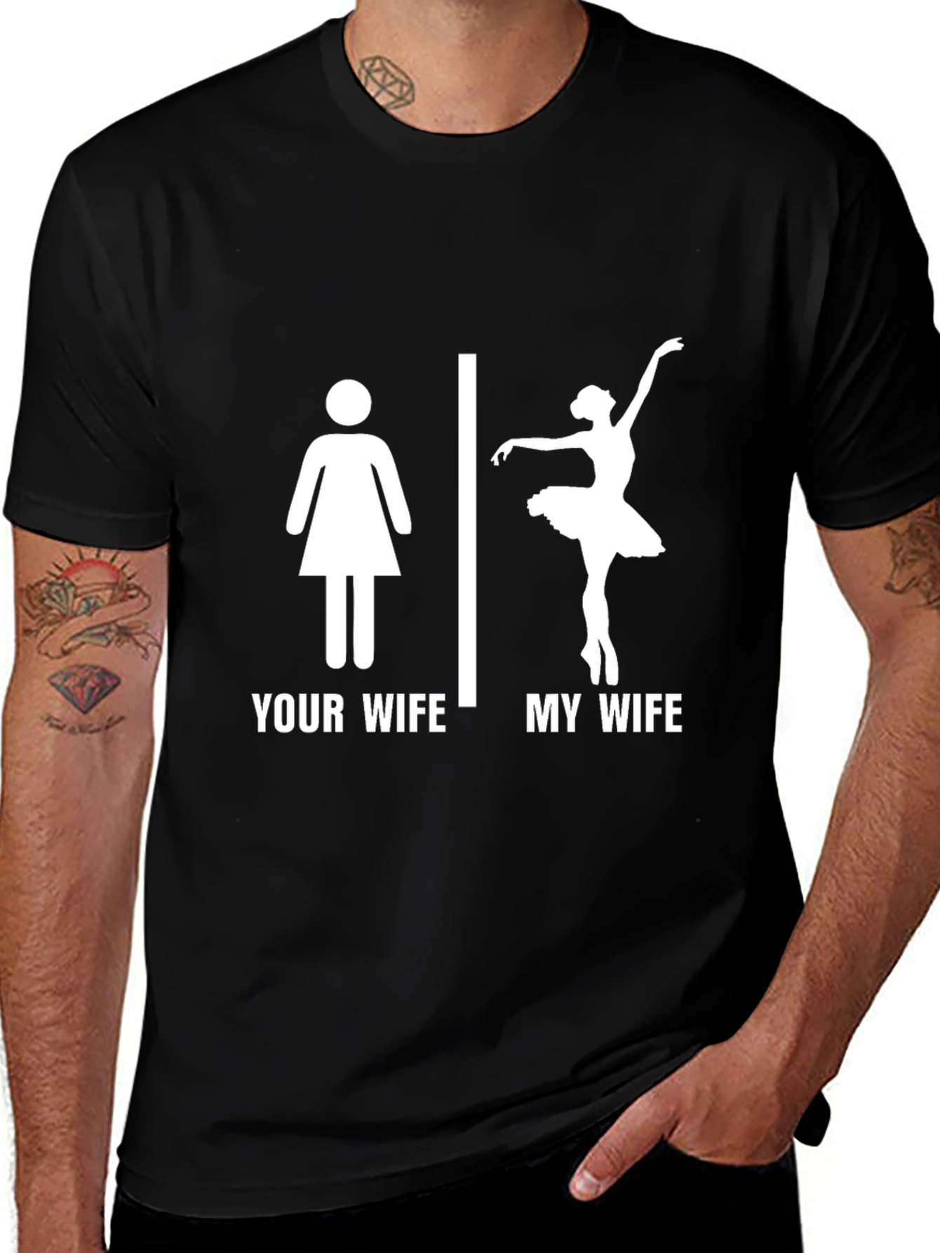 Variant 18 of Funny 'My Wife' Ballerina T-Shirt - Black