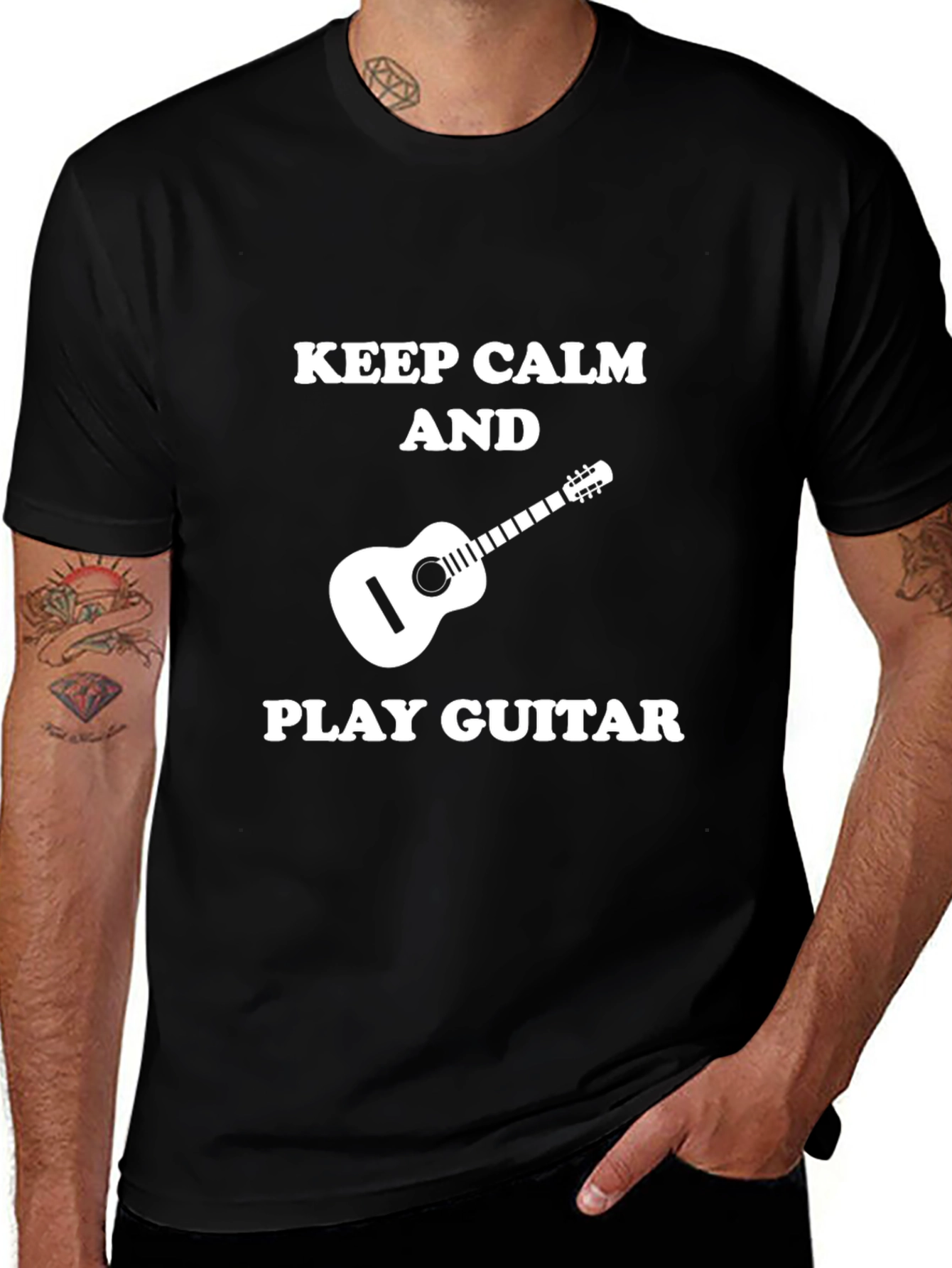 Variant 24 of Keep Calm & Play Guitar Graphic T-Shirt - Black