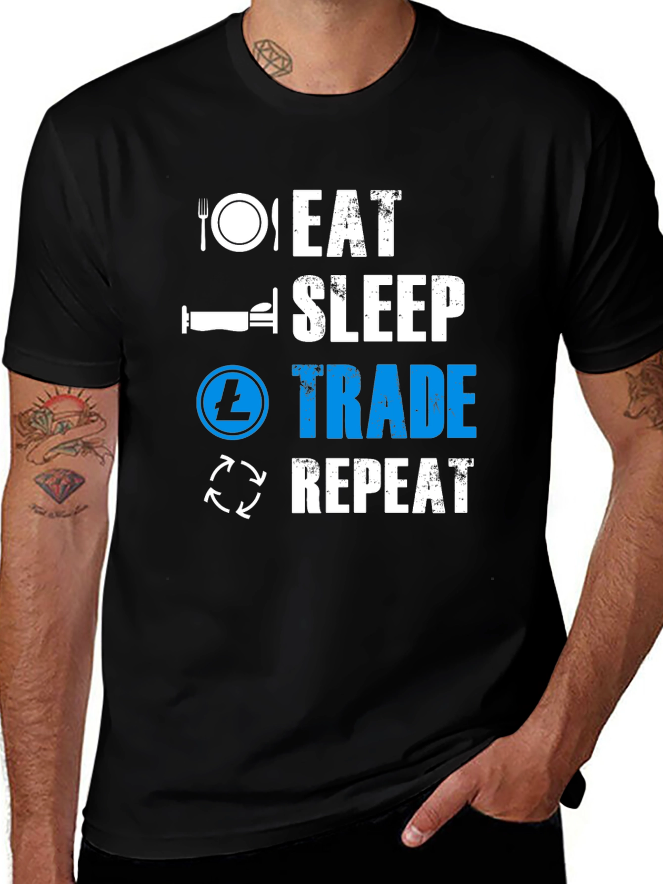 Eat Sleep Trade Repeat Black T-Shirt