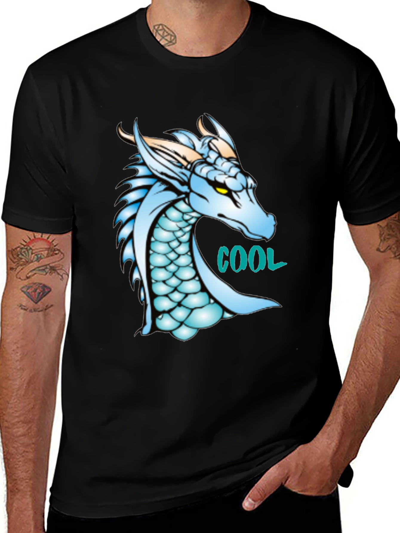 Variant 13 of Cool Dragon Graphic Black T-Shirt