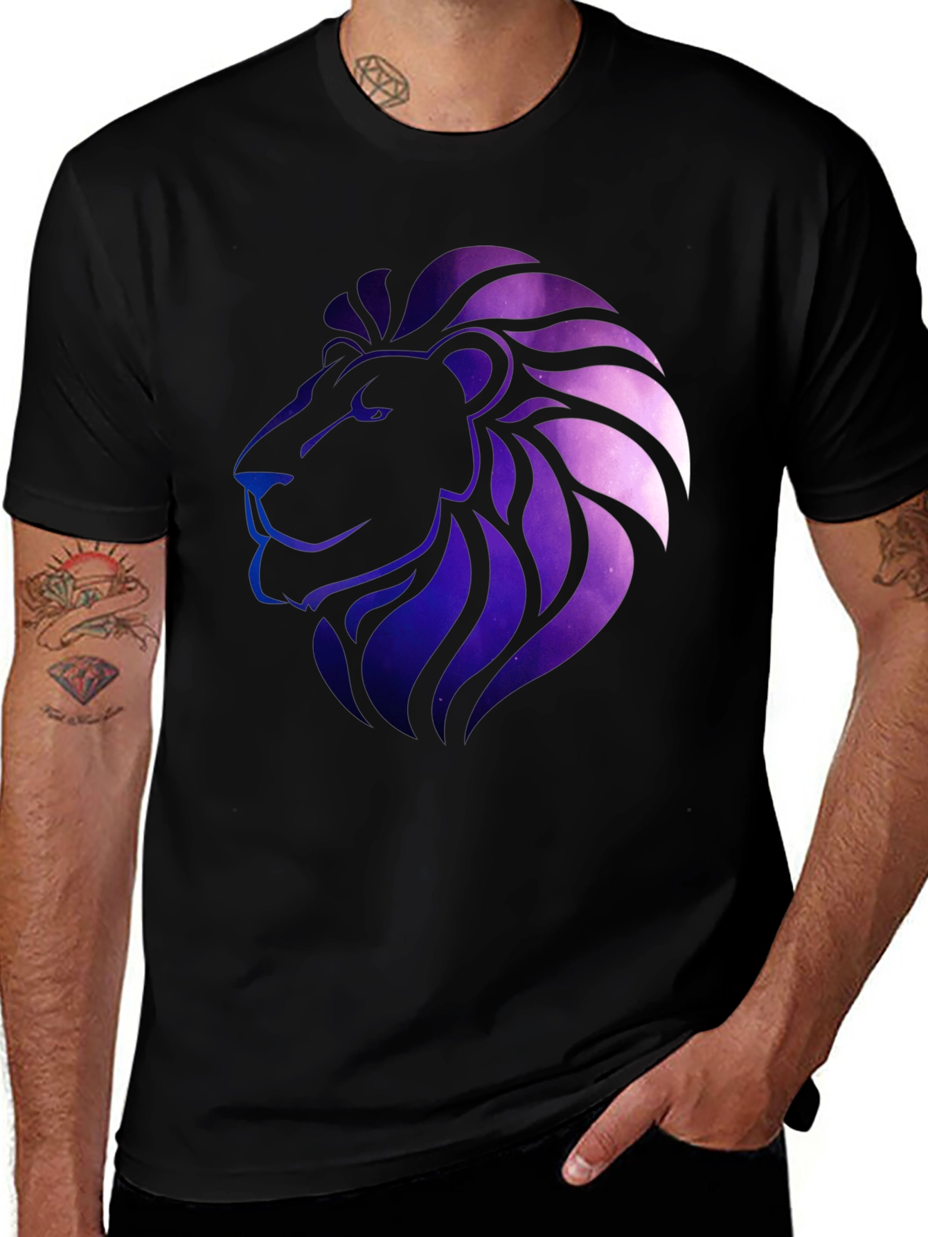 Variant 25 of Galaxy Lion Graphic Tee - Black