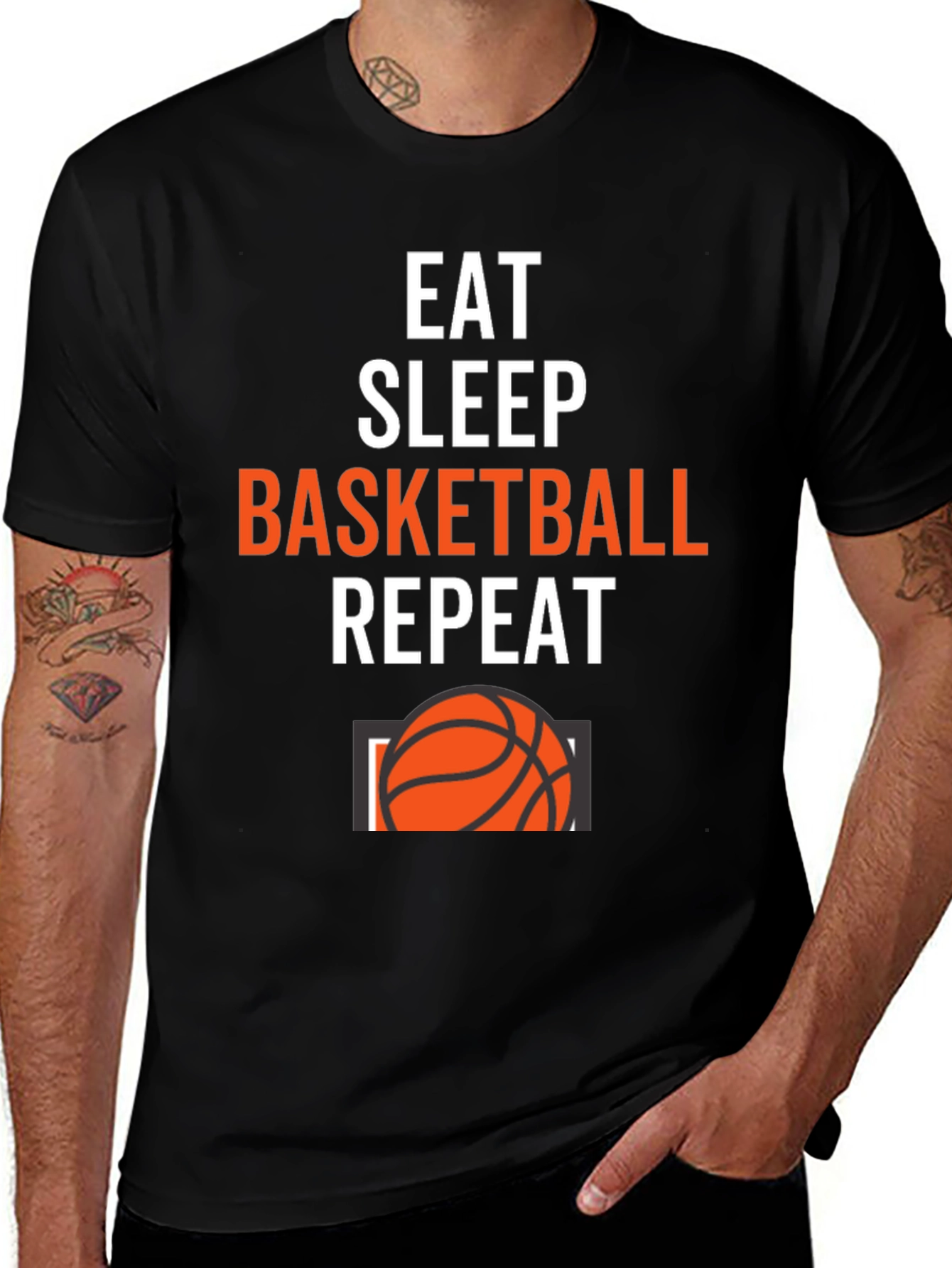 Variant 3 of Eat Sleep Basketball Repeat Graphic Tee