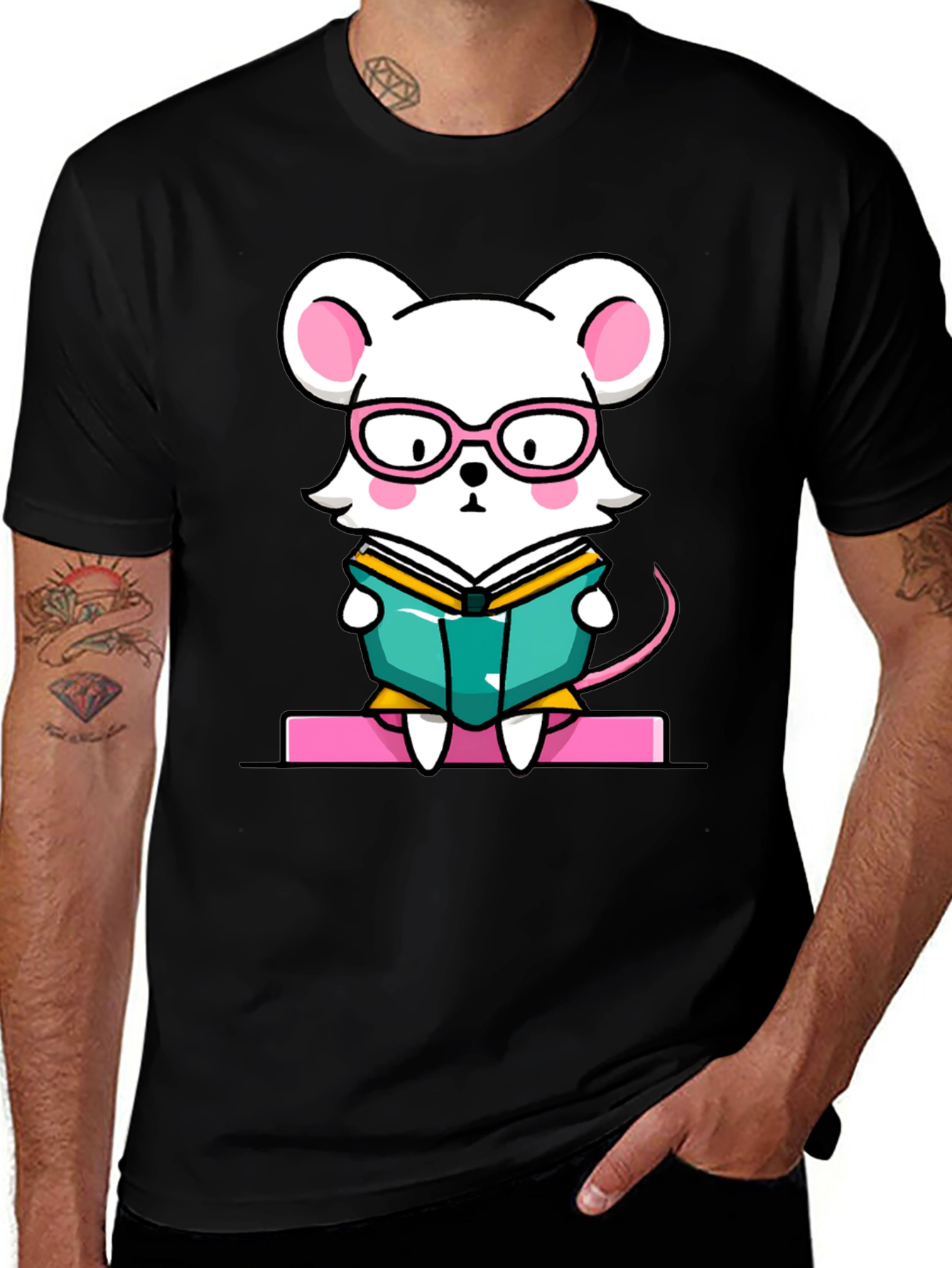 Variant 16 of Bookworm Mouse Graphic Tee