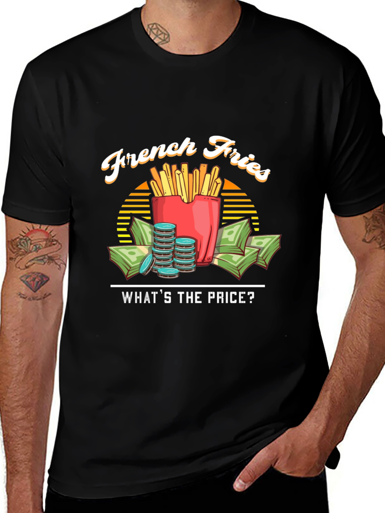 French Fries What's the Price Black T-Shirt