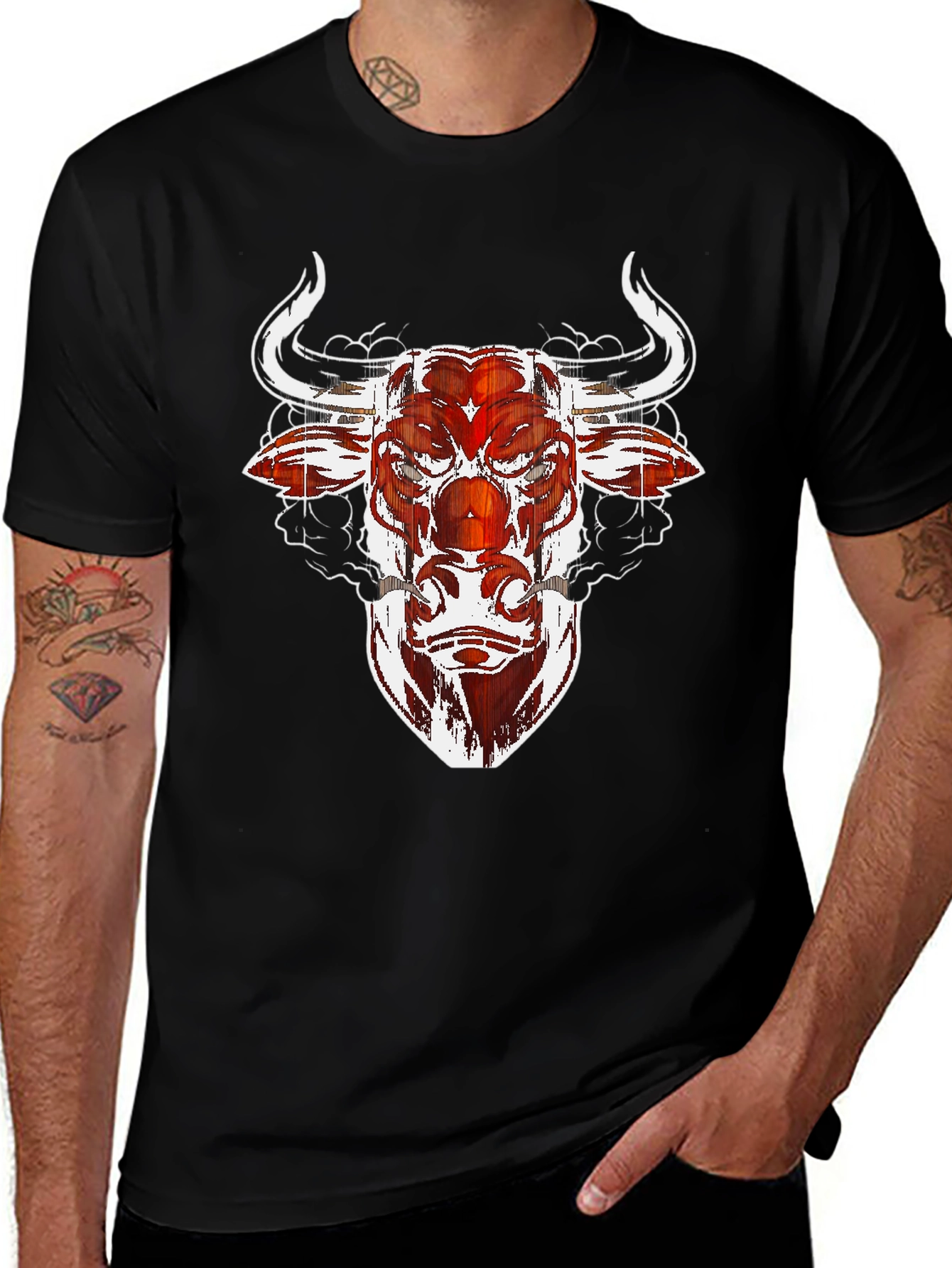 Variant 15 of Bull Graphic Tee - Black Cotton Blend