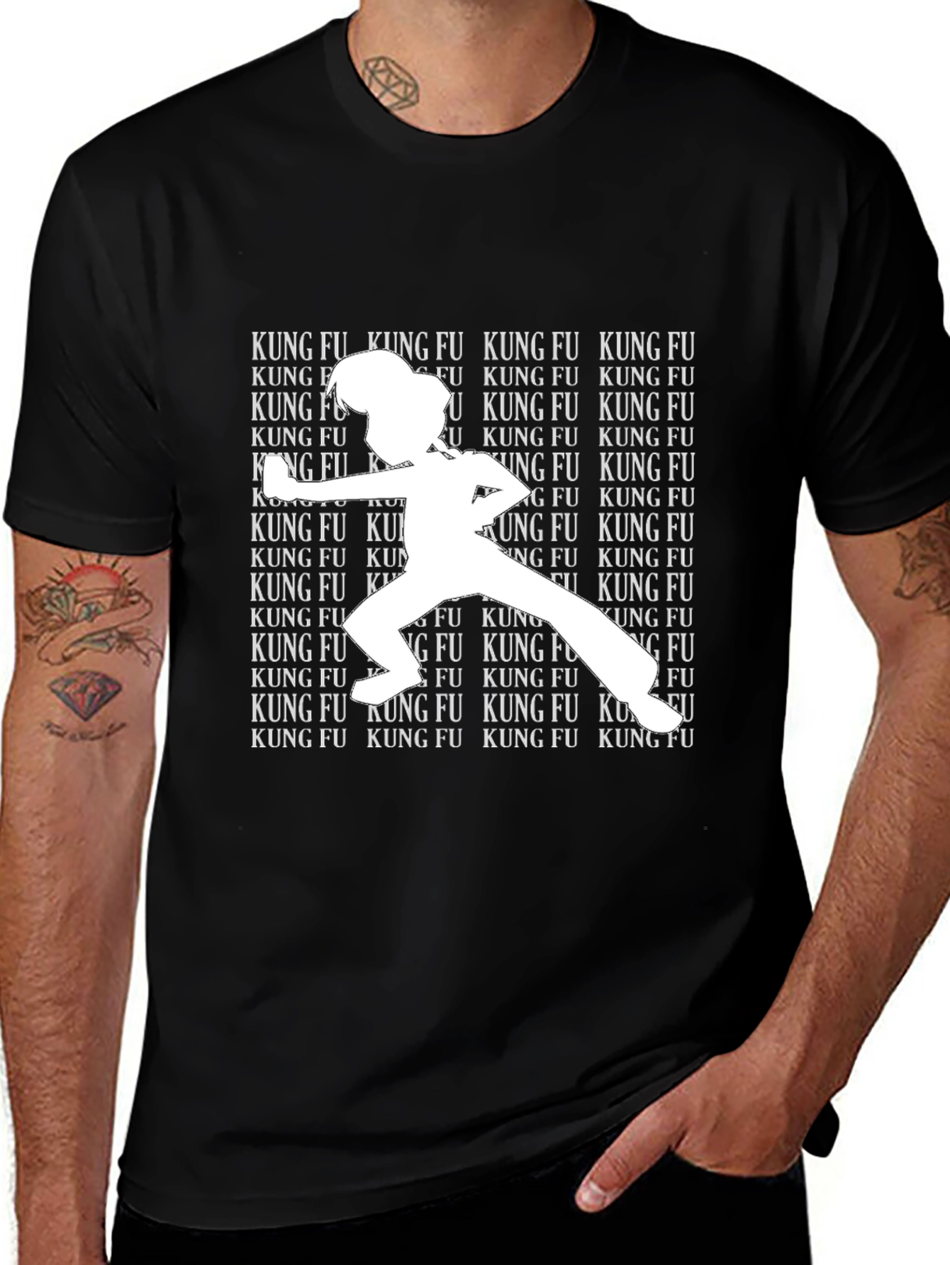 Kung Fu Silhouette Graphic Tee - Martial Arts T-Shirt