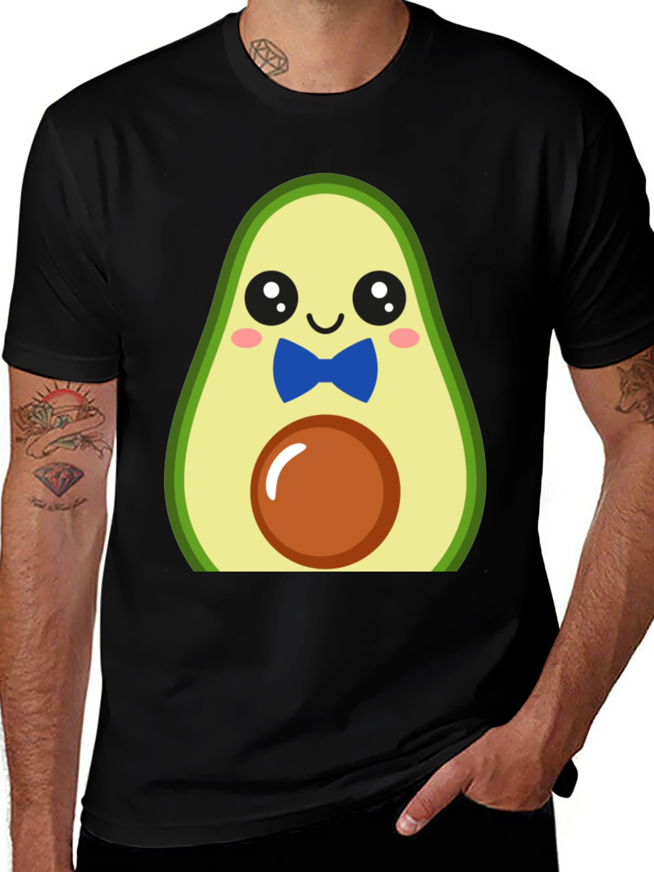 Variant 3 of Cute Avocado Cartoon T-Shirt - Men's Black Tee