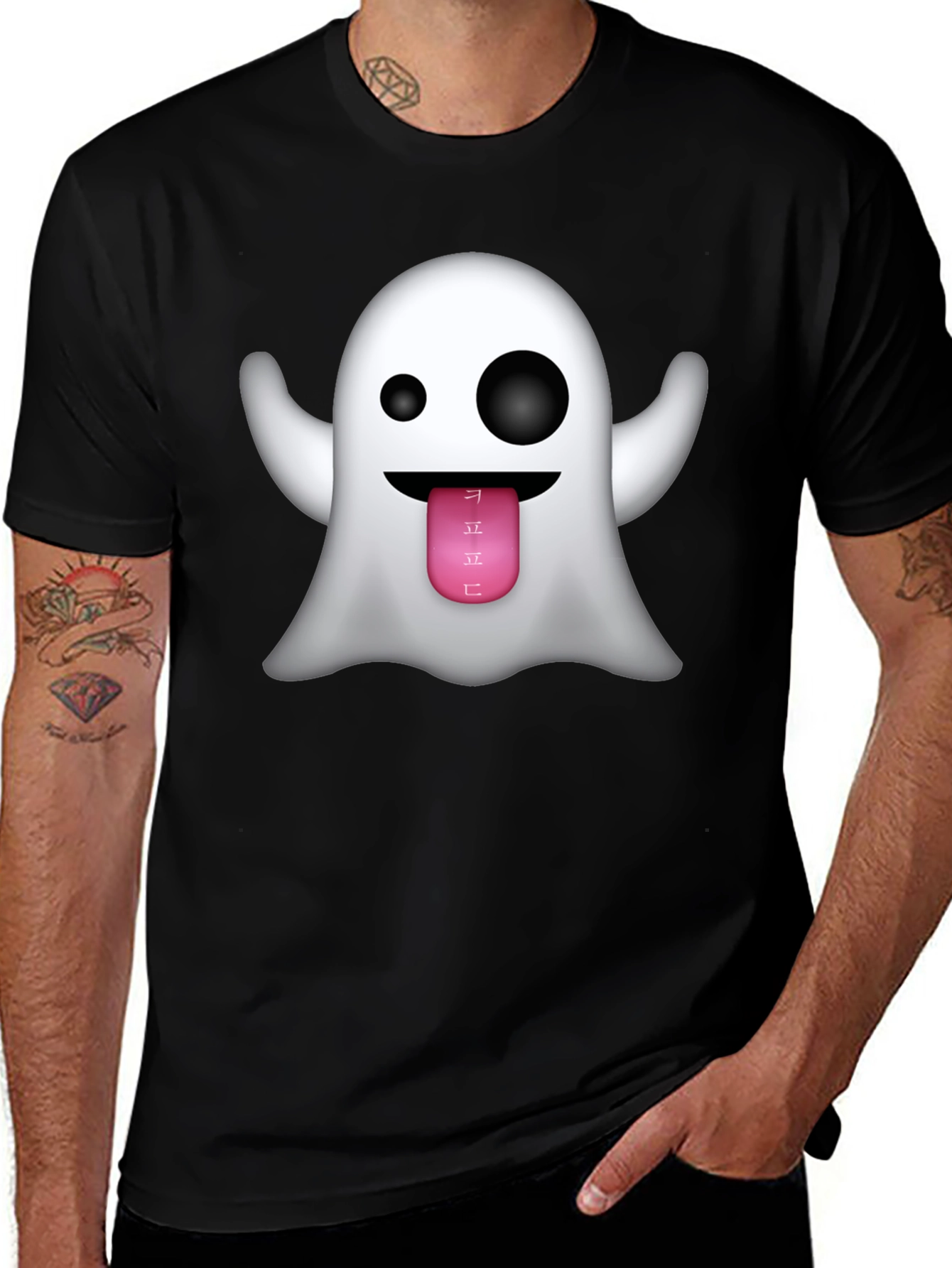 Variant 15 of Ghost Emoji Graphic Tee - Black Crew Neck