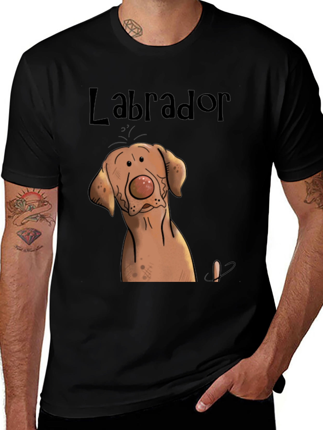 Variant 24 of Labrador Dog Cartoon T-Shirt Funny Cute Pet Graphic Tee