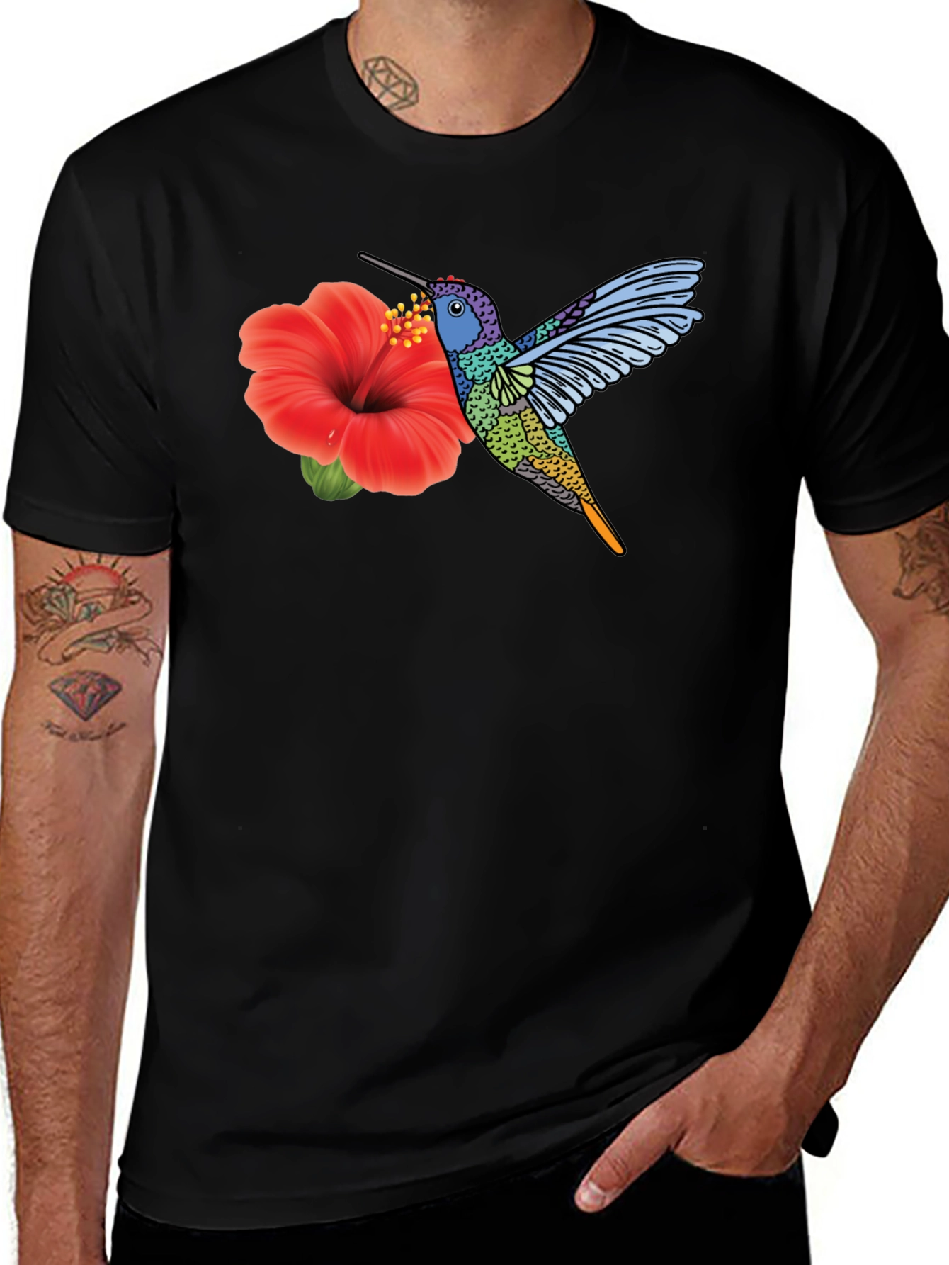 Variant 6 of Hummingbird & Hibiscus Graphic T-Shirt