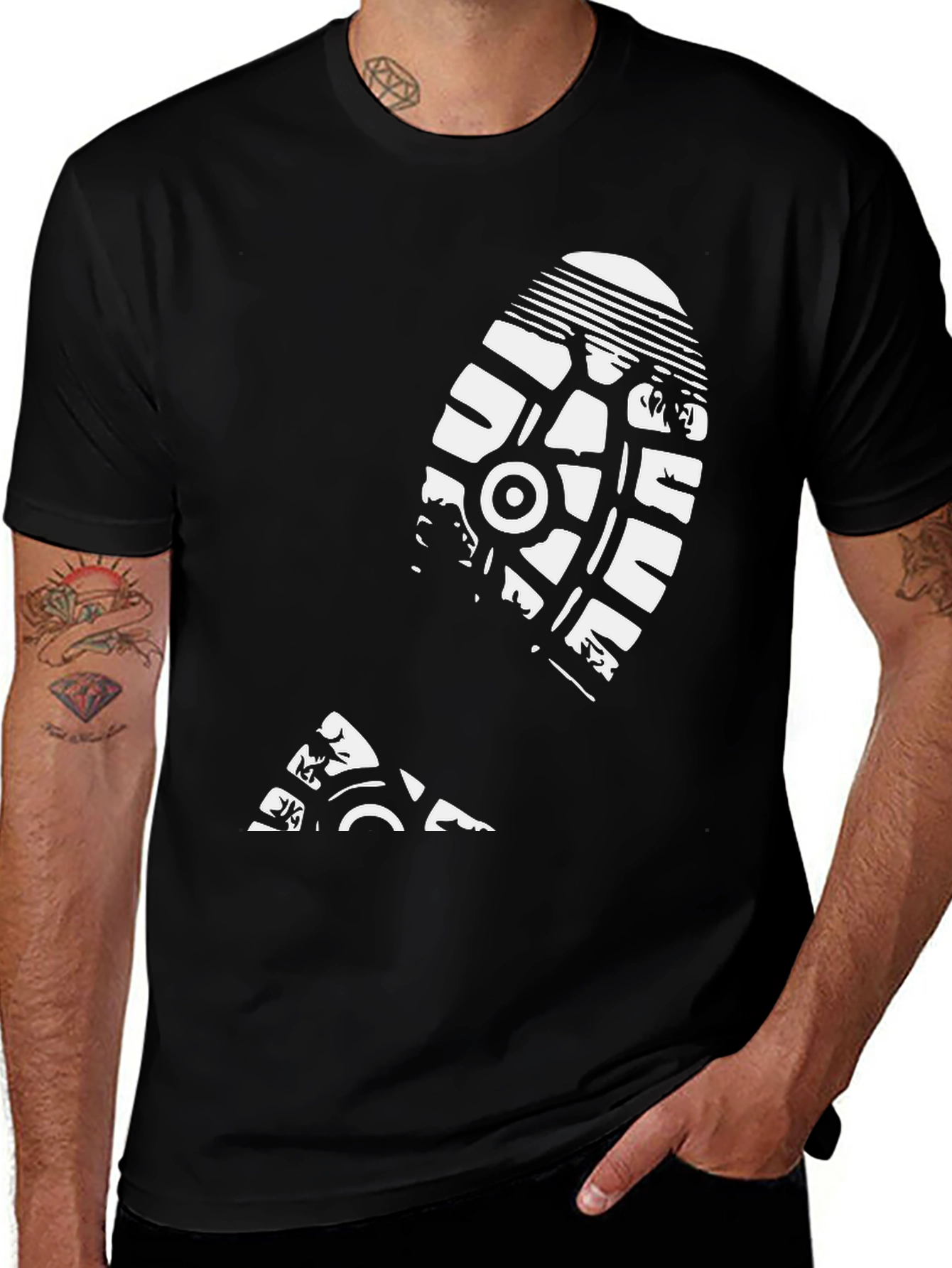 Footprint Graphic Tee - Black Casual Style