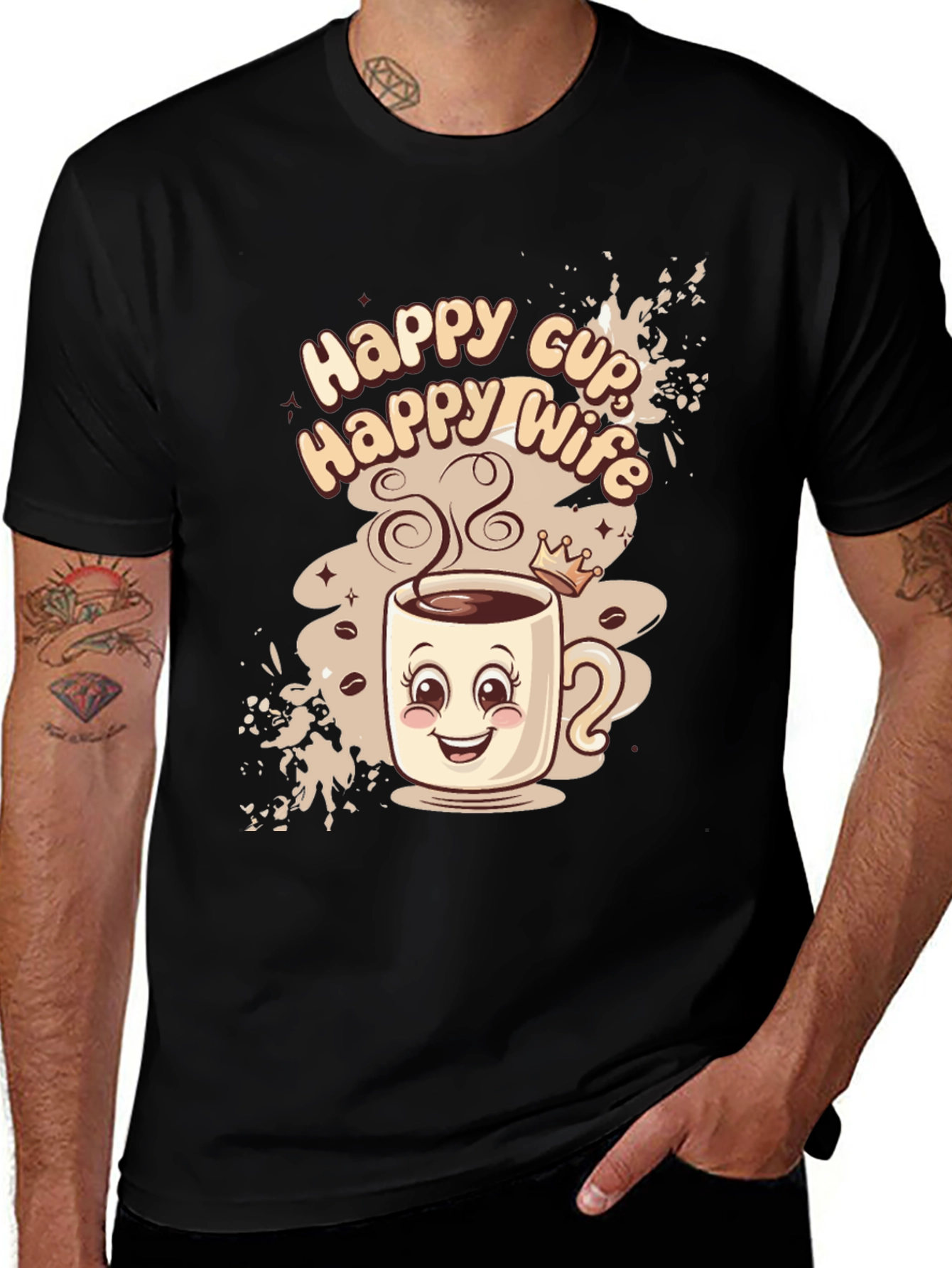 Black Happy Cup Happy Wife Black Graphic Tee main image