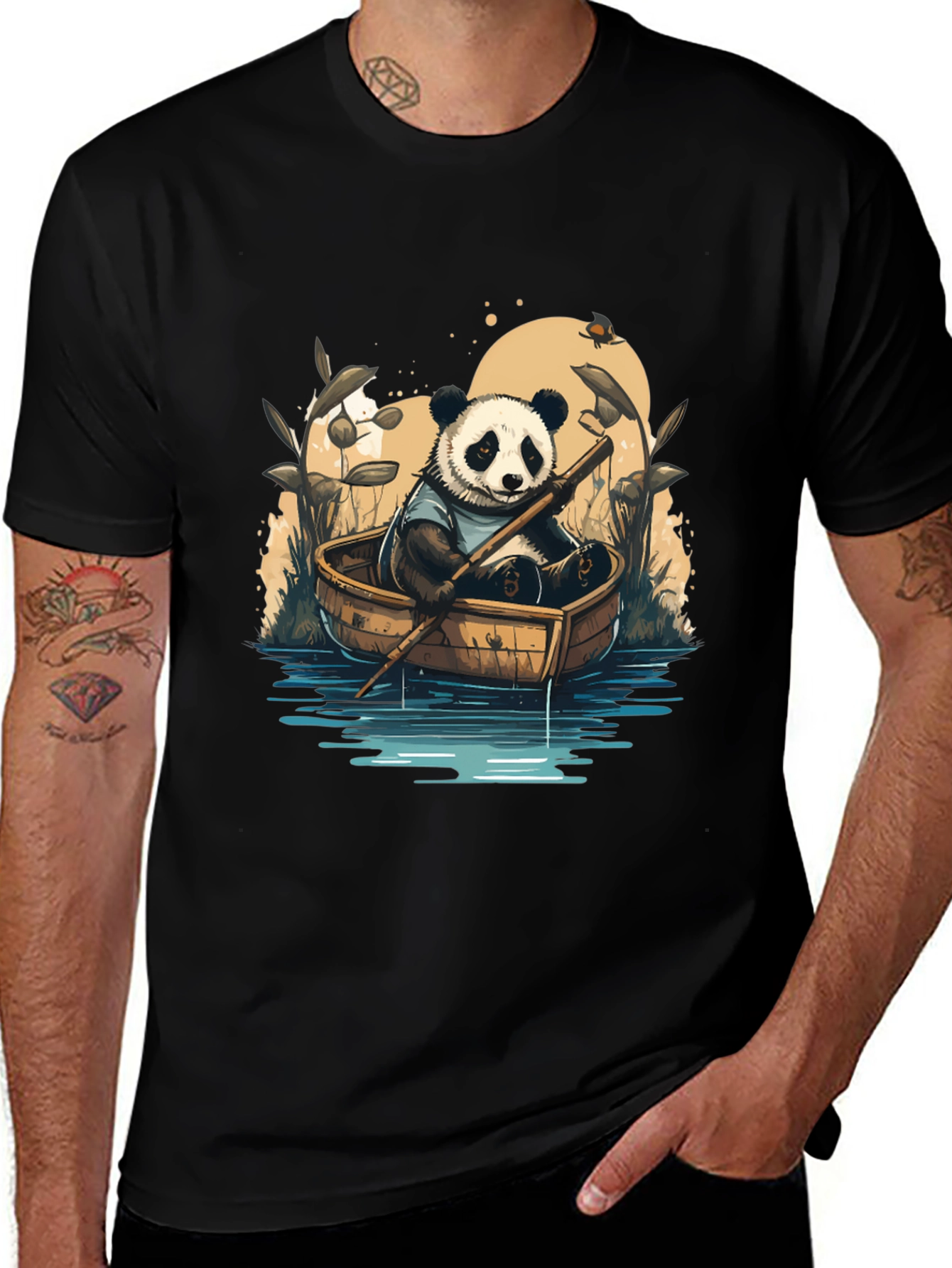Variant 4 of Panda Rowboat T-Shirt - Whimsical Graphic Tee