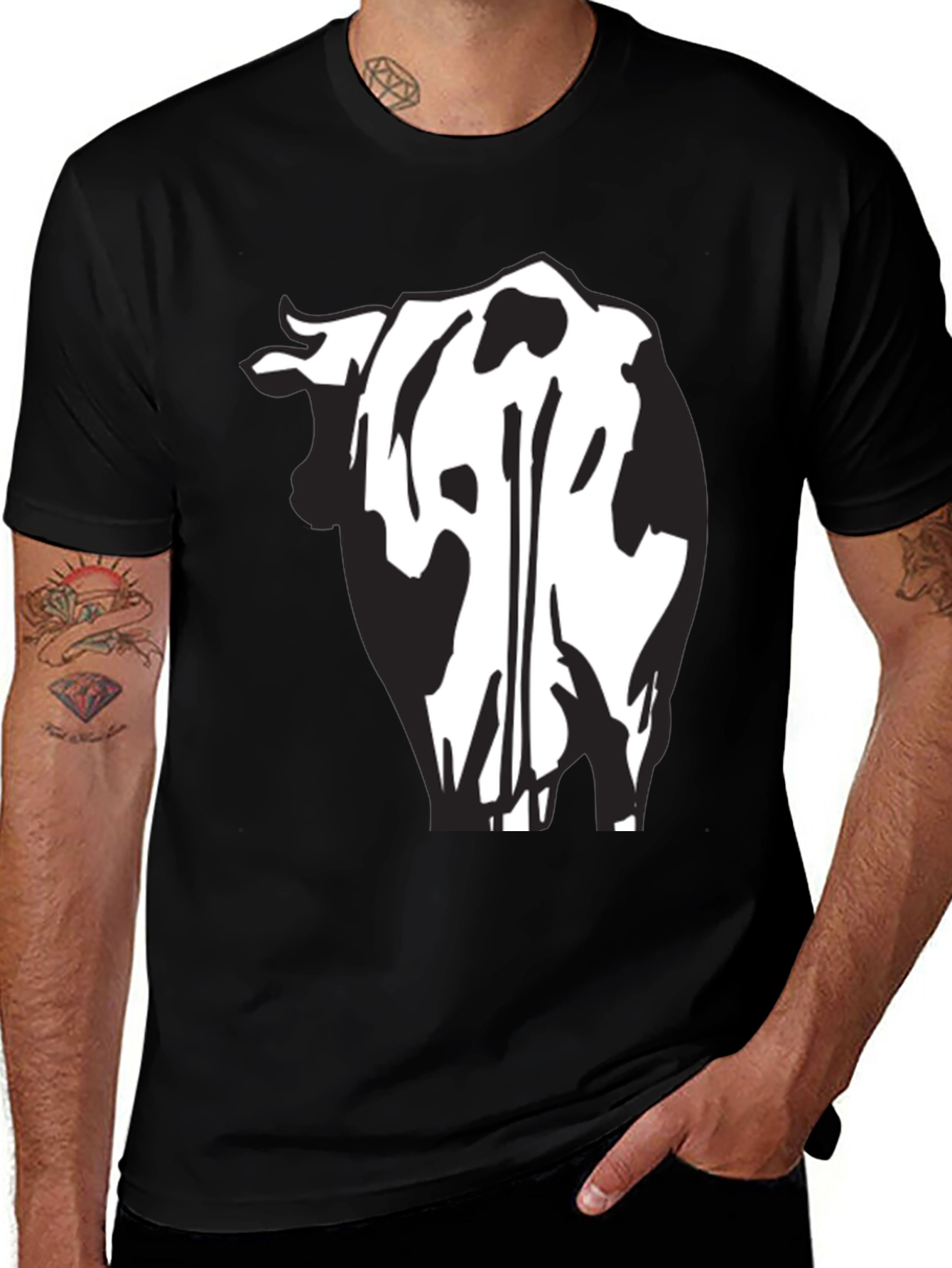 Variant 29 of Cow Rear View Black Graphic Tee Shirt