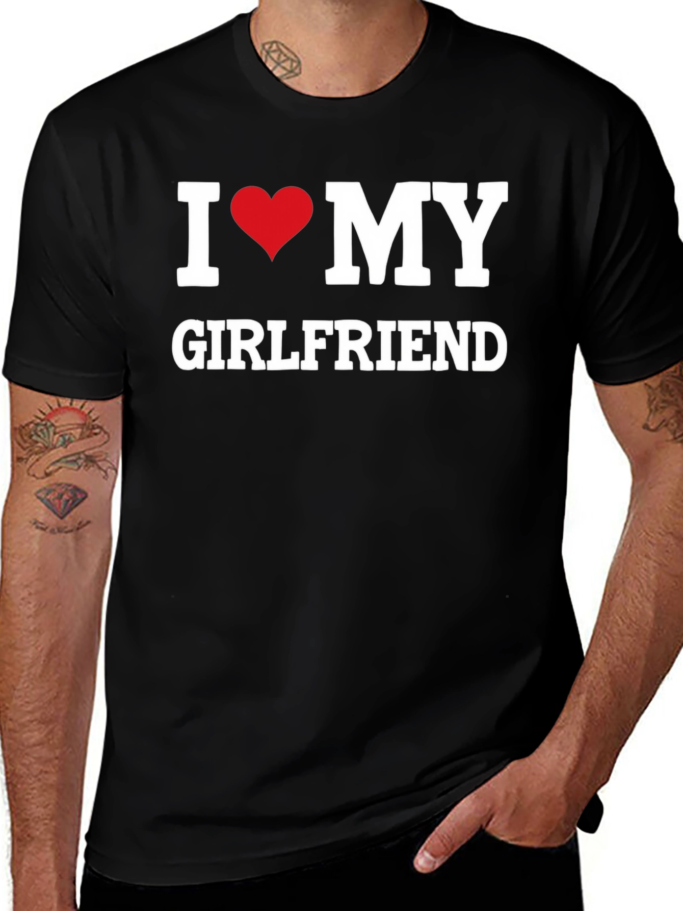 Variant 13 of I Heart My Girlfriend Graphic Tee - Mens Black T-Shirt
