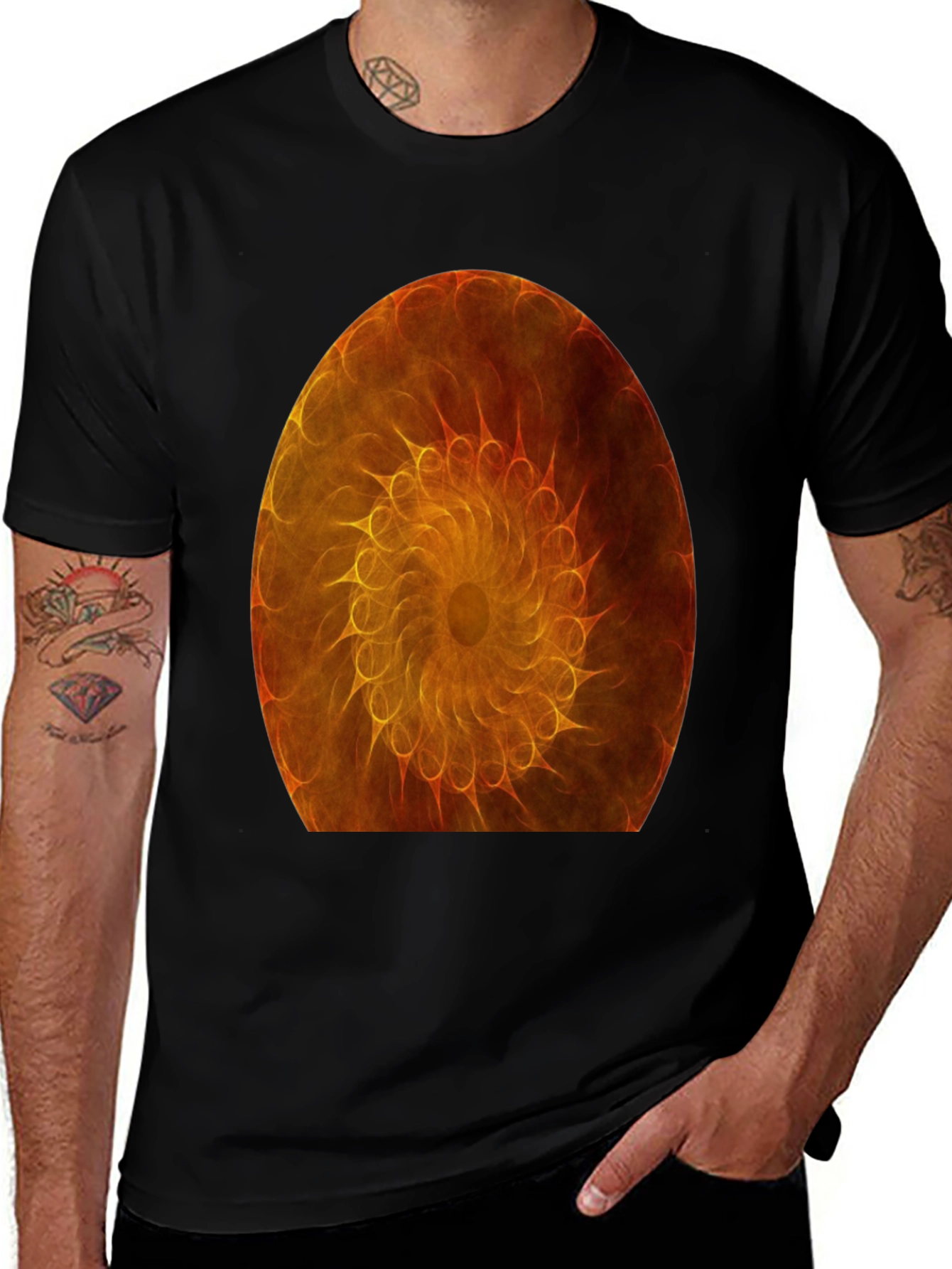 Variant 20 of Fiery Abstract Design Black T-Shirt