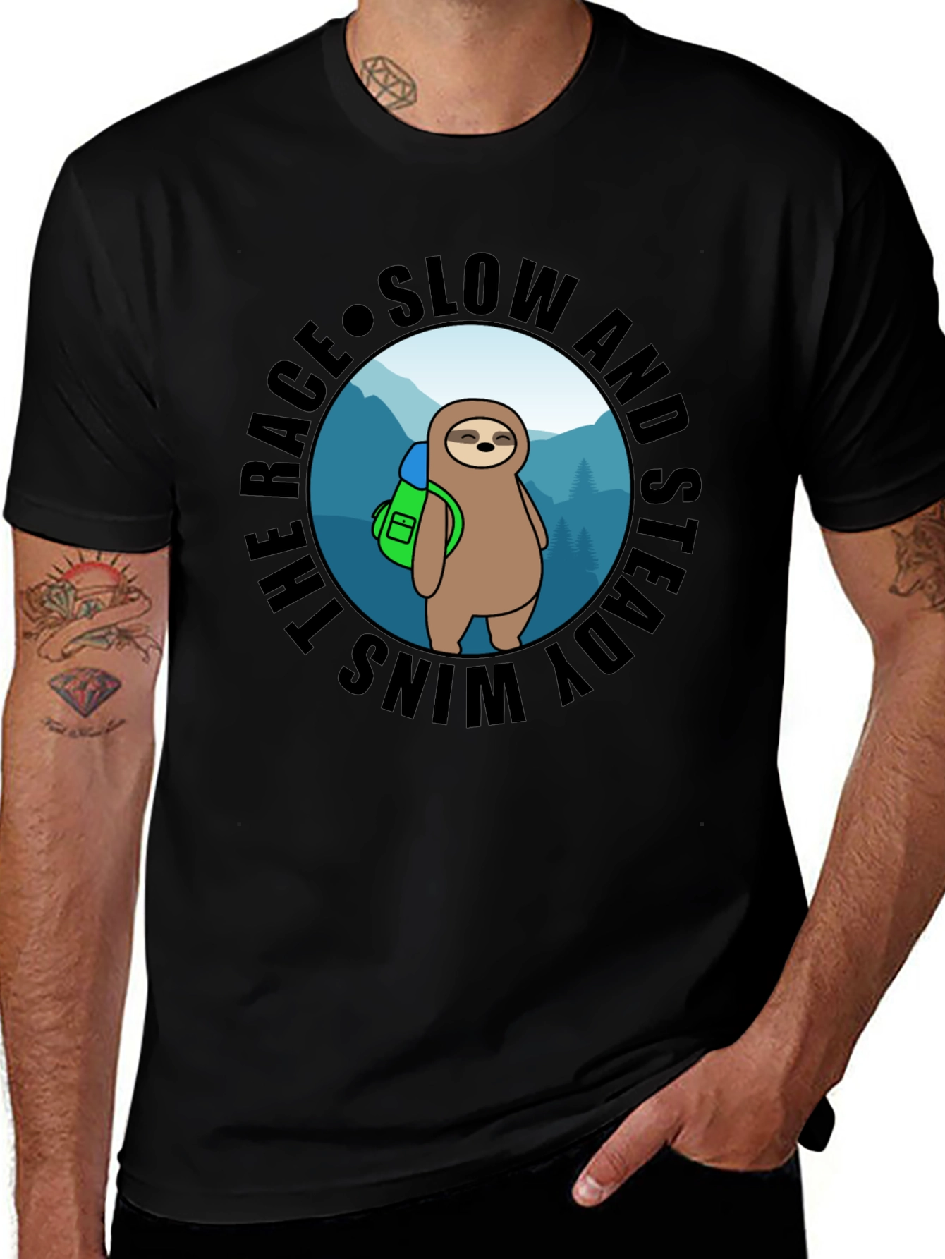 Variant 26 of Sloth Hiking T-Shirt: Slow and Steady Wins the Race