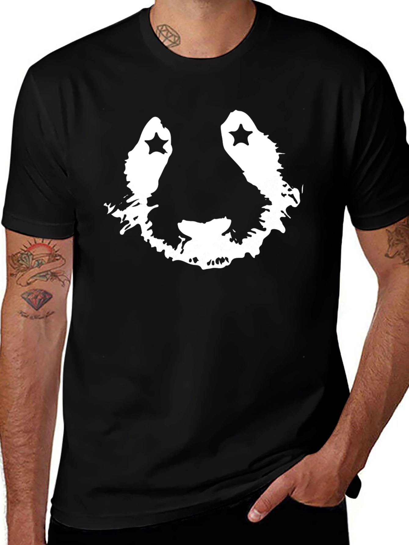 Variant 22 of Stylish Black Graphic Tee with Panda Face Design