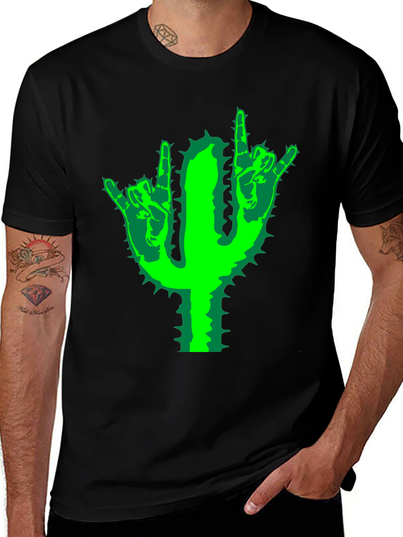 Rock On Cactus Tee -  Unique Graphic T-Shirt