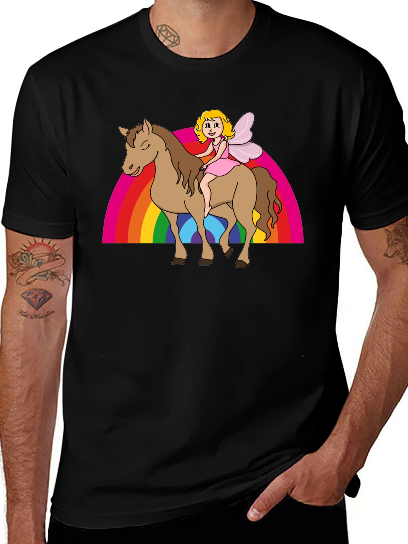 Variant 26 of Fairy Riding Horse Rainbow T-Shirt