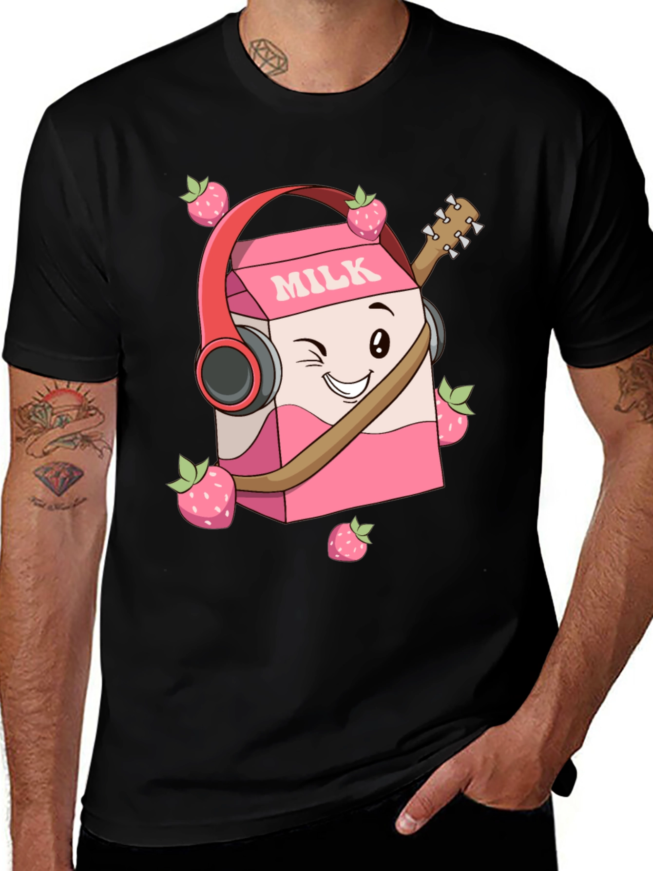 Variant 27 of Strawberry Milk Carton Graphic Tee - Musical Fun