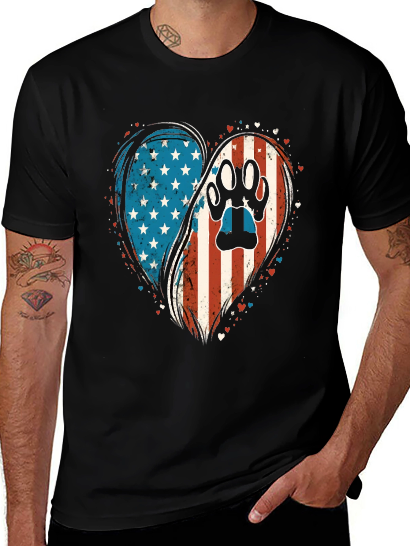 Variant 18 of Patriotic Paw Print Heart T-Shirt