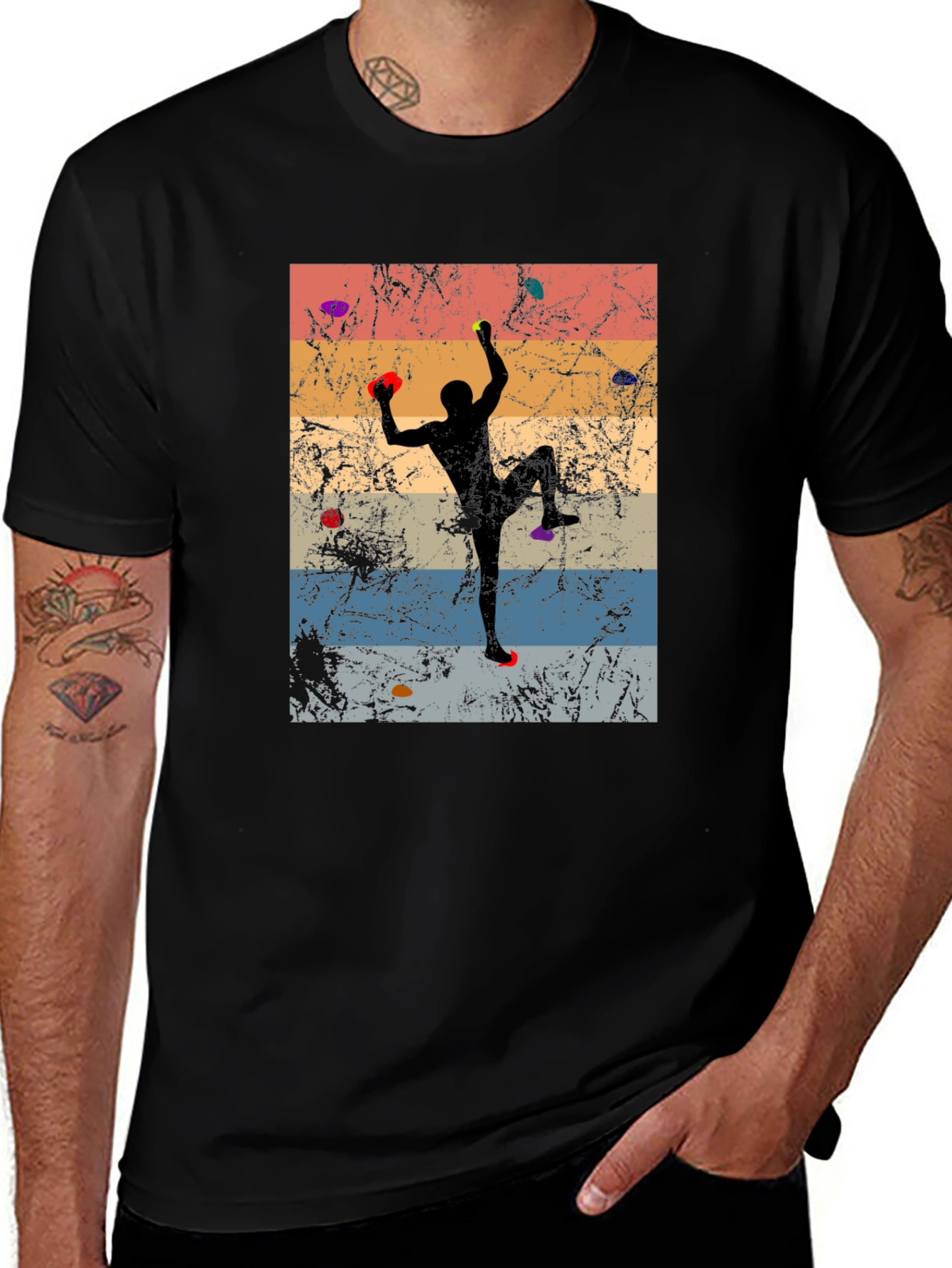 Variant 9 of Rock Climbing T-Shirt: Retro Style Climber Tee