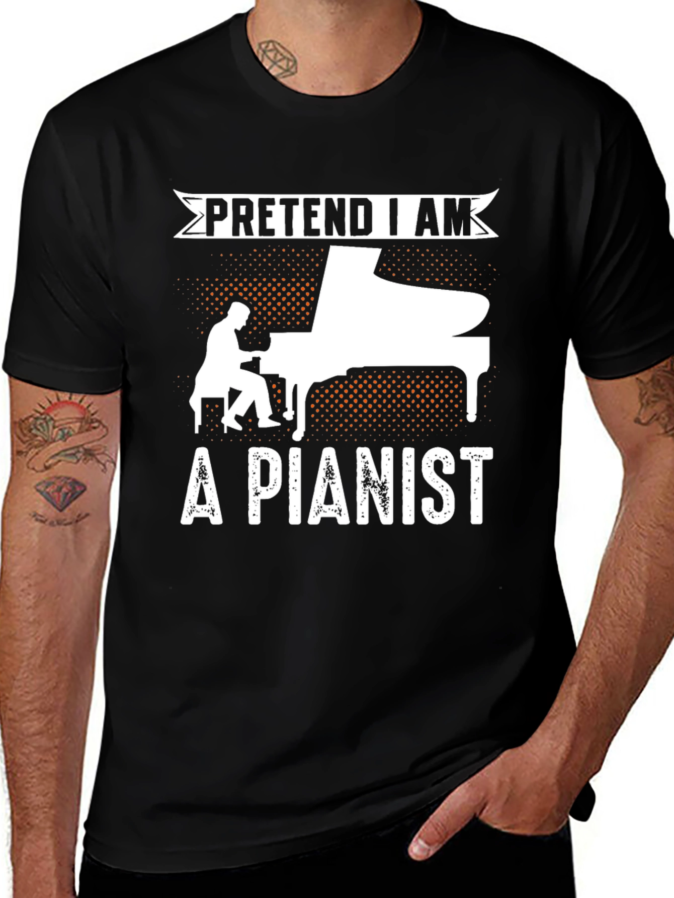 Variant 24 of Pretend I am a Pianist T-Shirt - Funny Music Tee