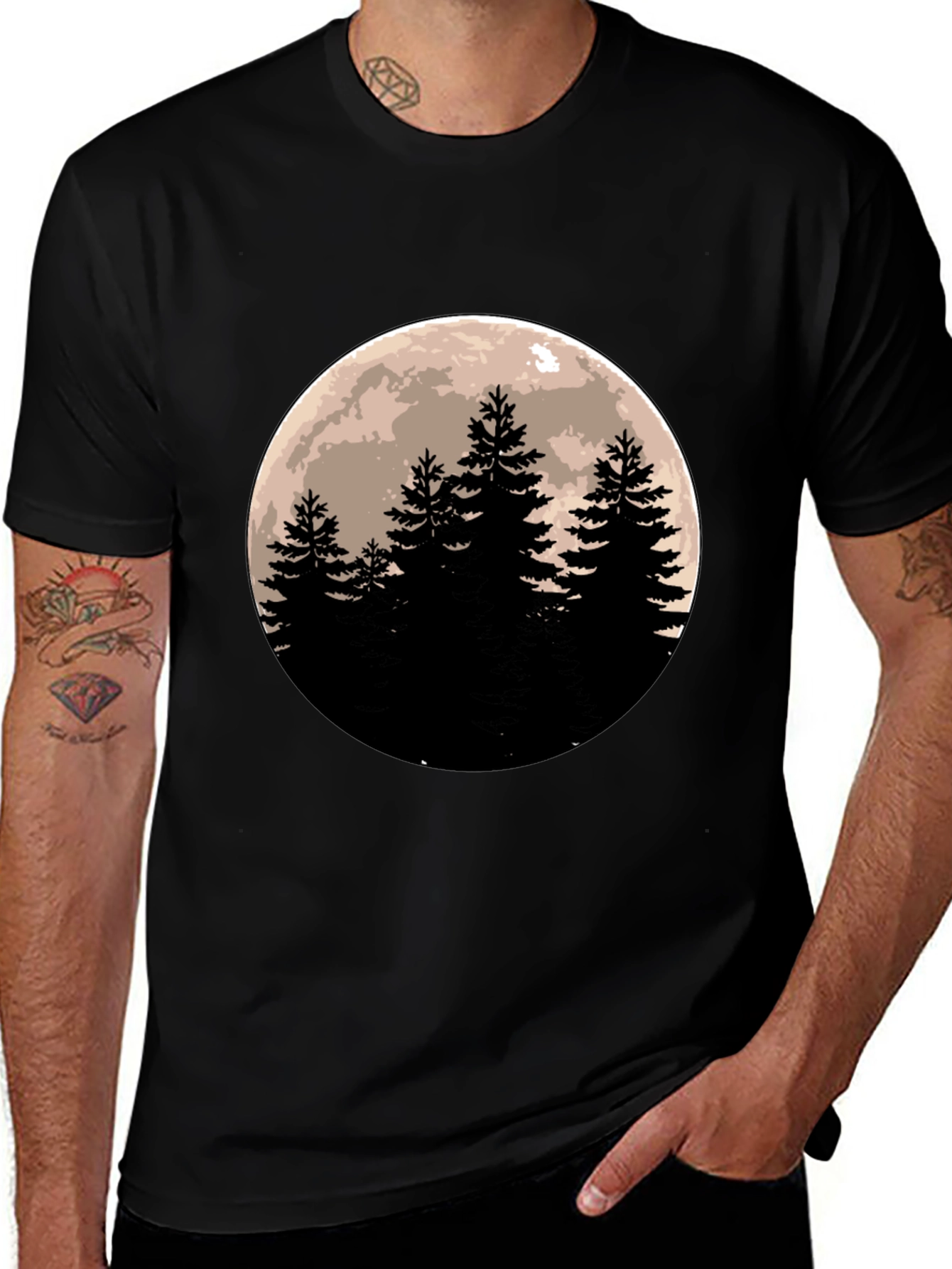 Variant 25 of Moonlit Forest Black T-Shirt