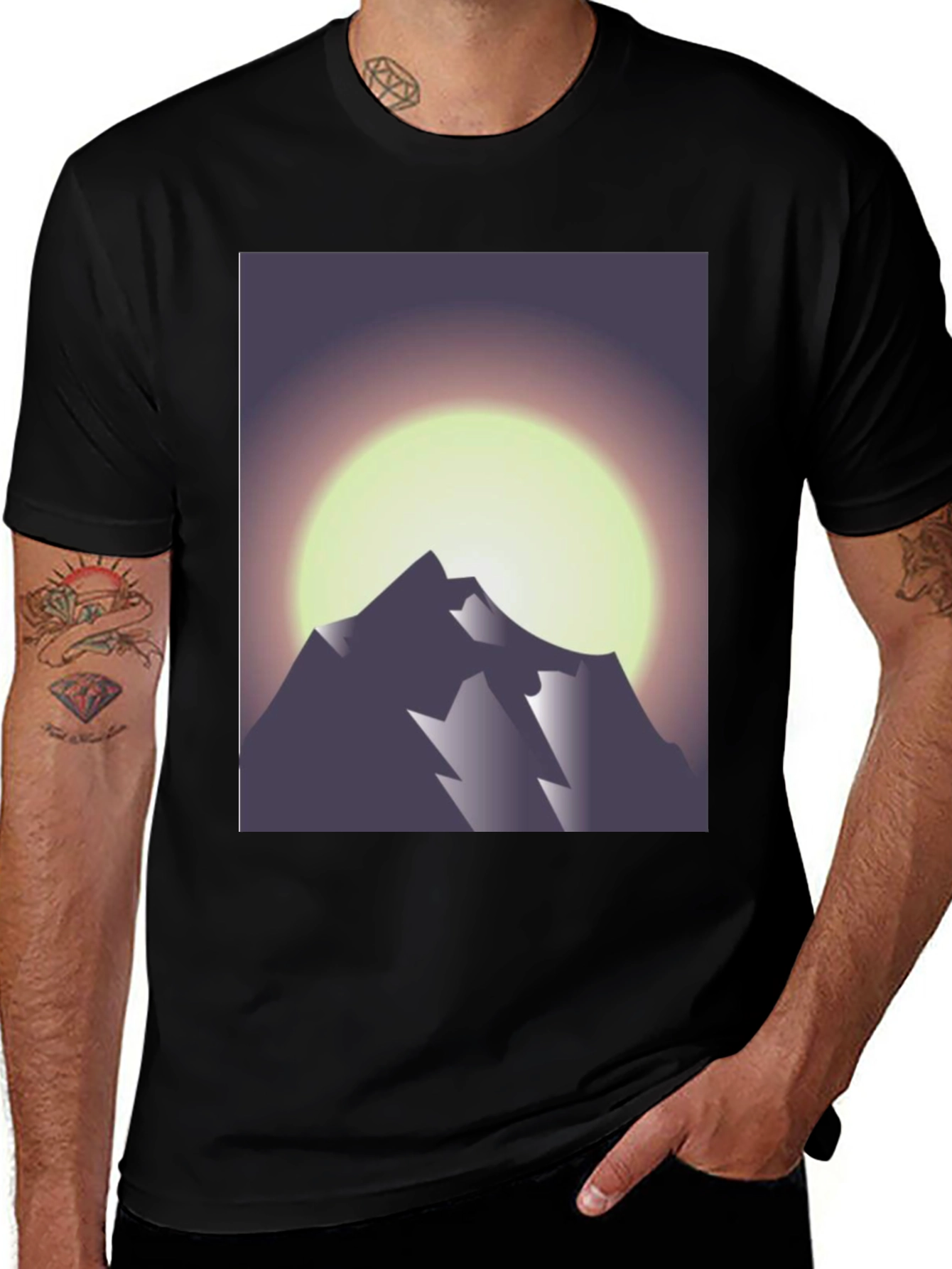 Variant 4 of Mountain Sunset Graphic Tee - Stylish Black T-Shirt